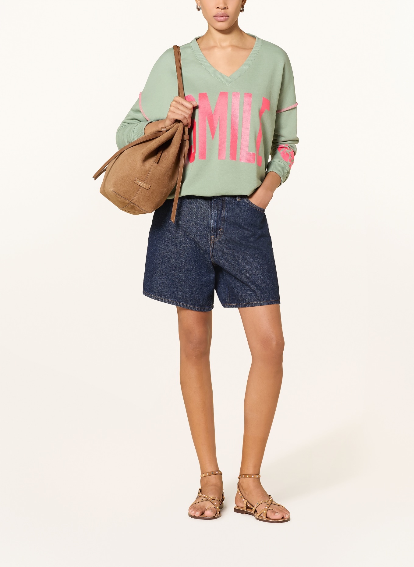 miss goodlife Oversized-sweatshirt: GROEN / ROZE