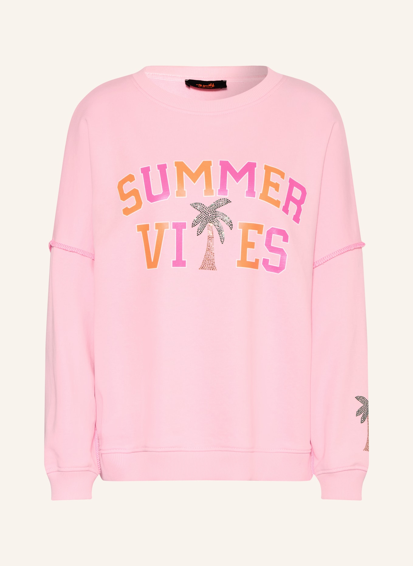 miss goodlife Oversized-Sweatshirt mit Schmucksteinen: ROSA / NEONPINK / NEONORANGE