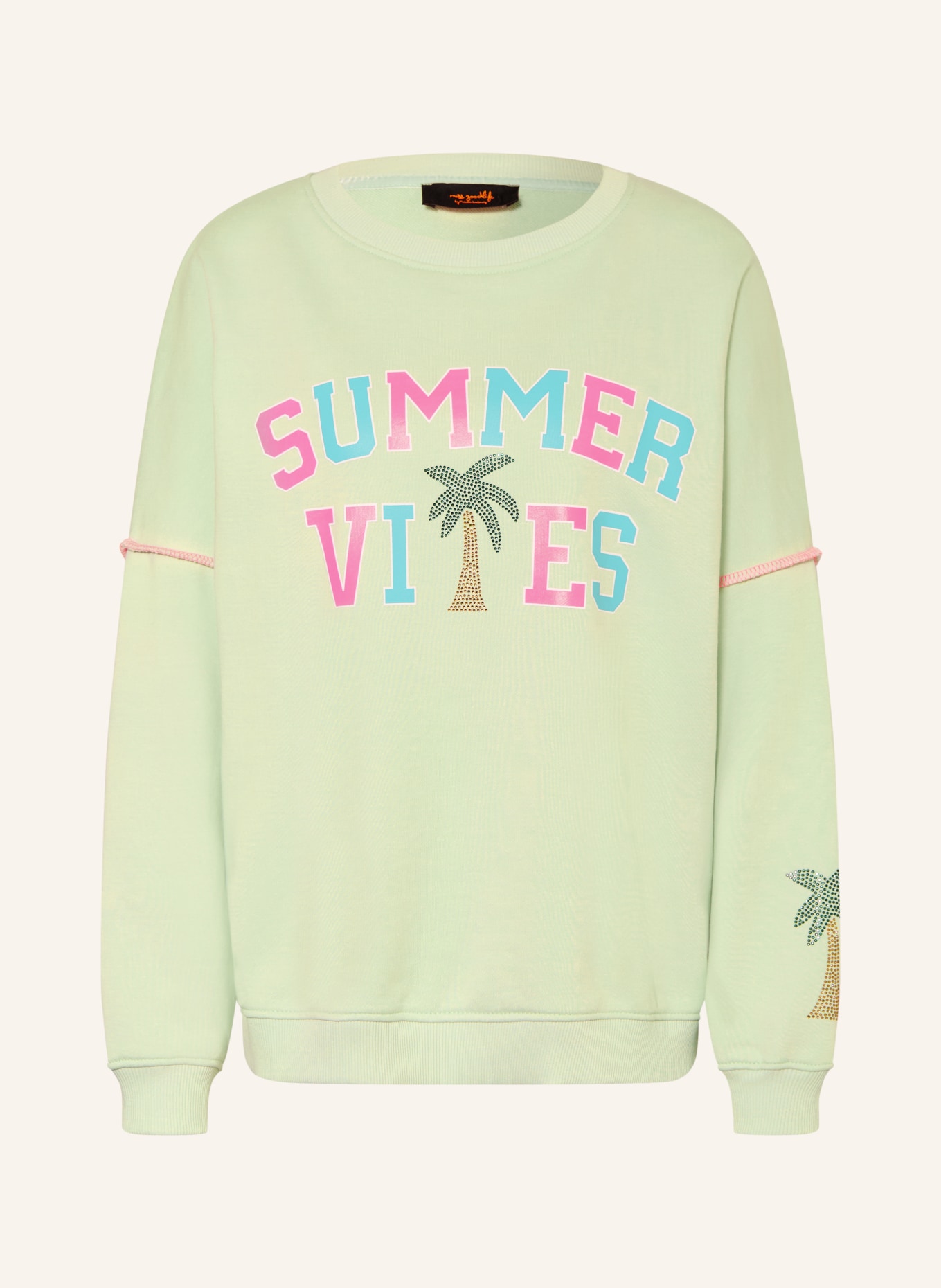 miss goodlife Sweatshirt met strass-steentjes: MINT / NEONROZE / NEONTURQUOISE