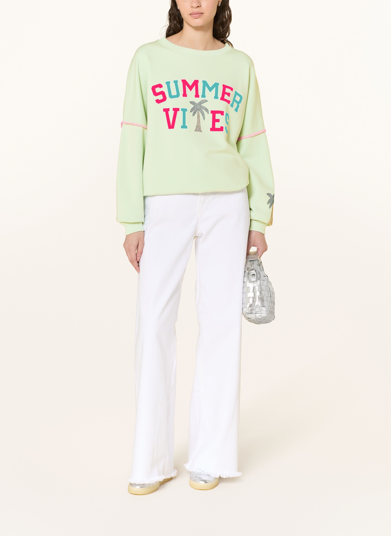 miss goodlife Sweatshirt met strass-steentjes: MINT / NEONROZE / NEONTURQUOISE