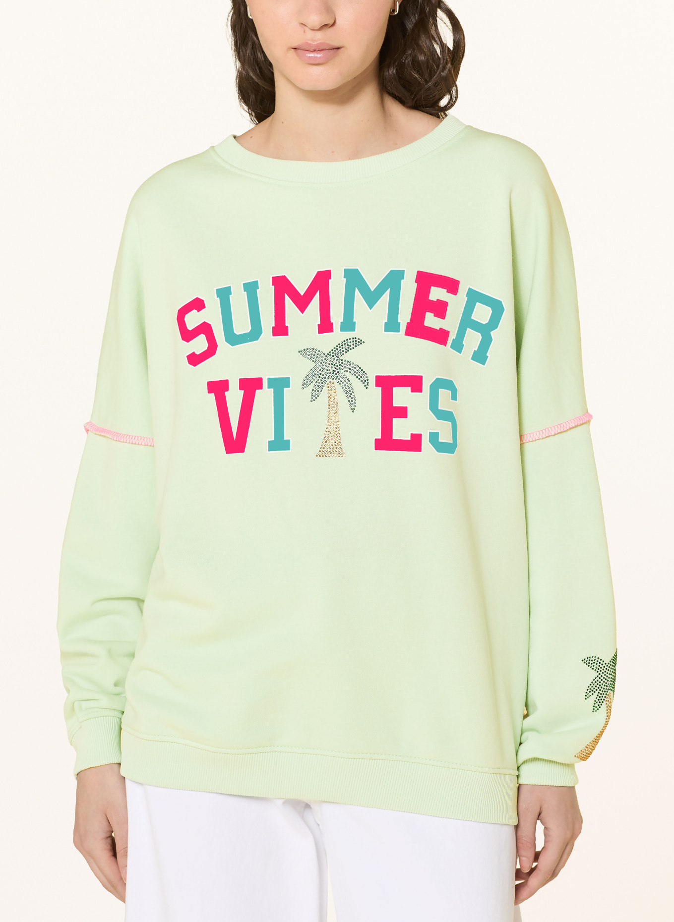 miss goodlife Sweatshirt met strass-steentjes: MINT / NEONROZE / NEONTURQUOISE