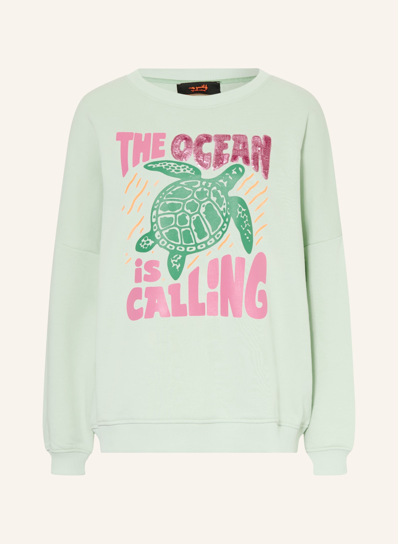 miss goodlife Sweatshirt met pailletten: MINT / VIEUX ROSE / NEONORANJE