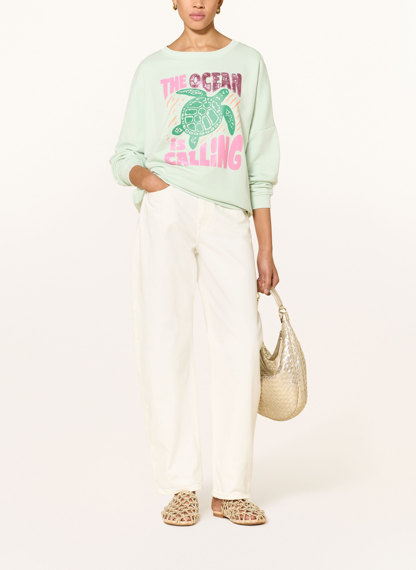 miss goodlife Sweatshirt met pailletten: MINT / VIEUX ROSE / NEONORANJE