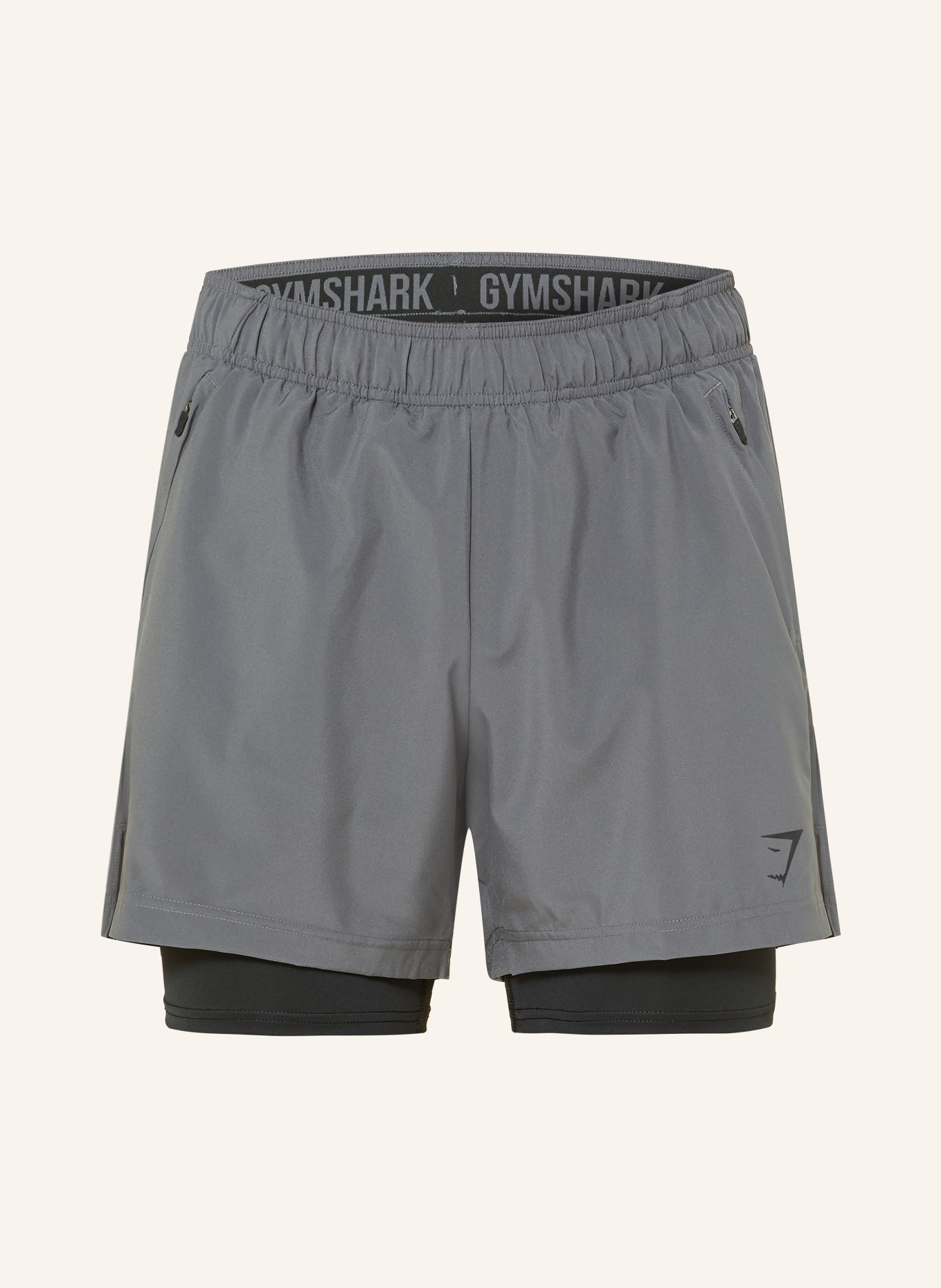 GYMSHARK 2-in-1-Trainingsshorts SPORT: DUNKELGRAU