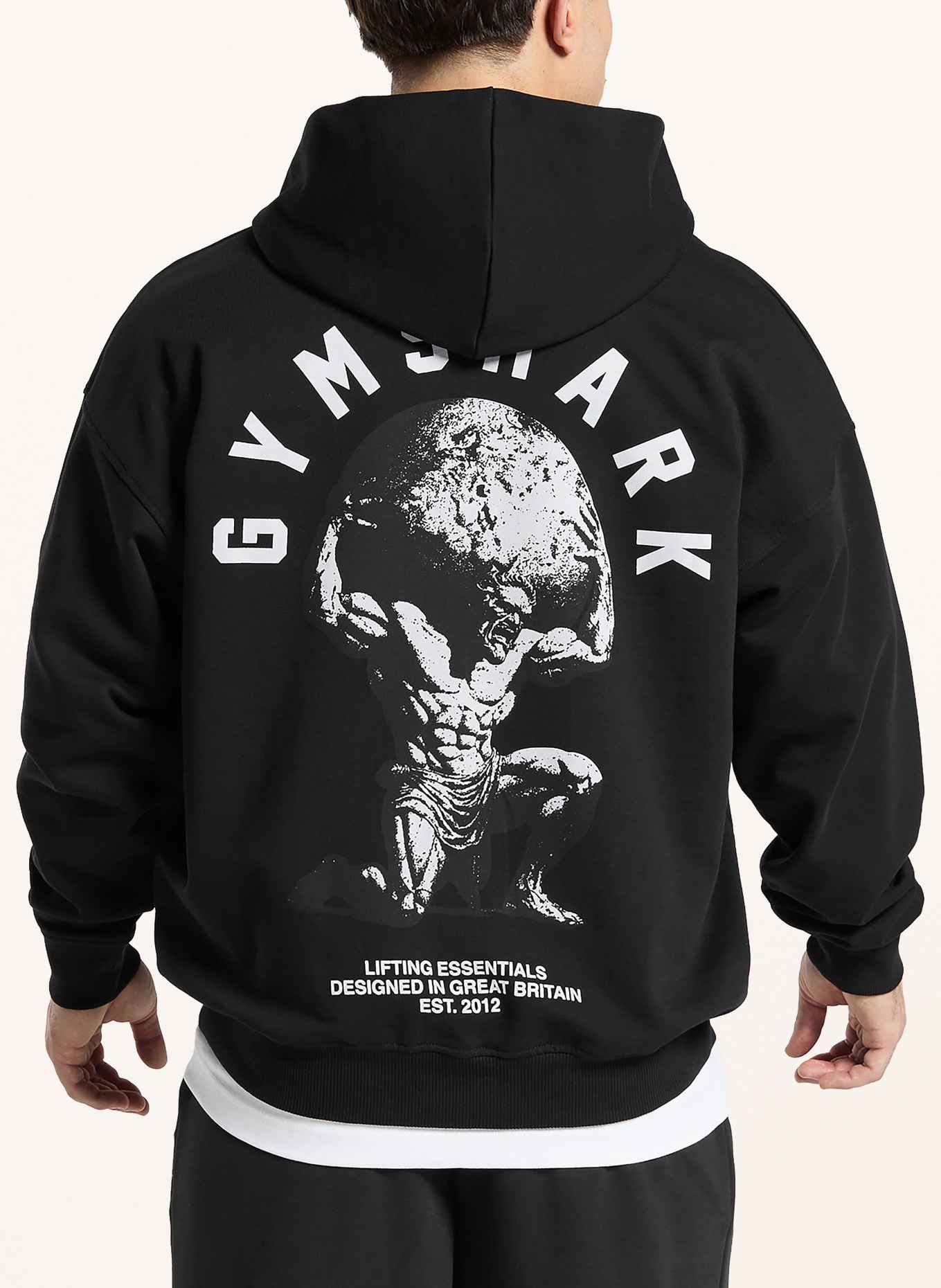 GYMSHARK Oversized-Sweatjacke GFX ATLAS: SCHWARZ
