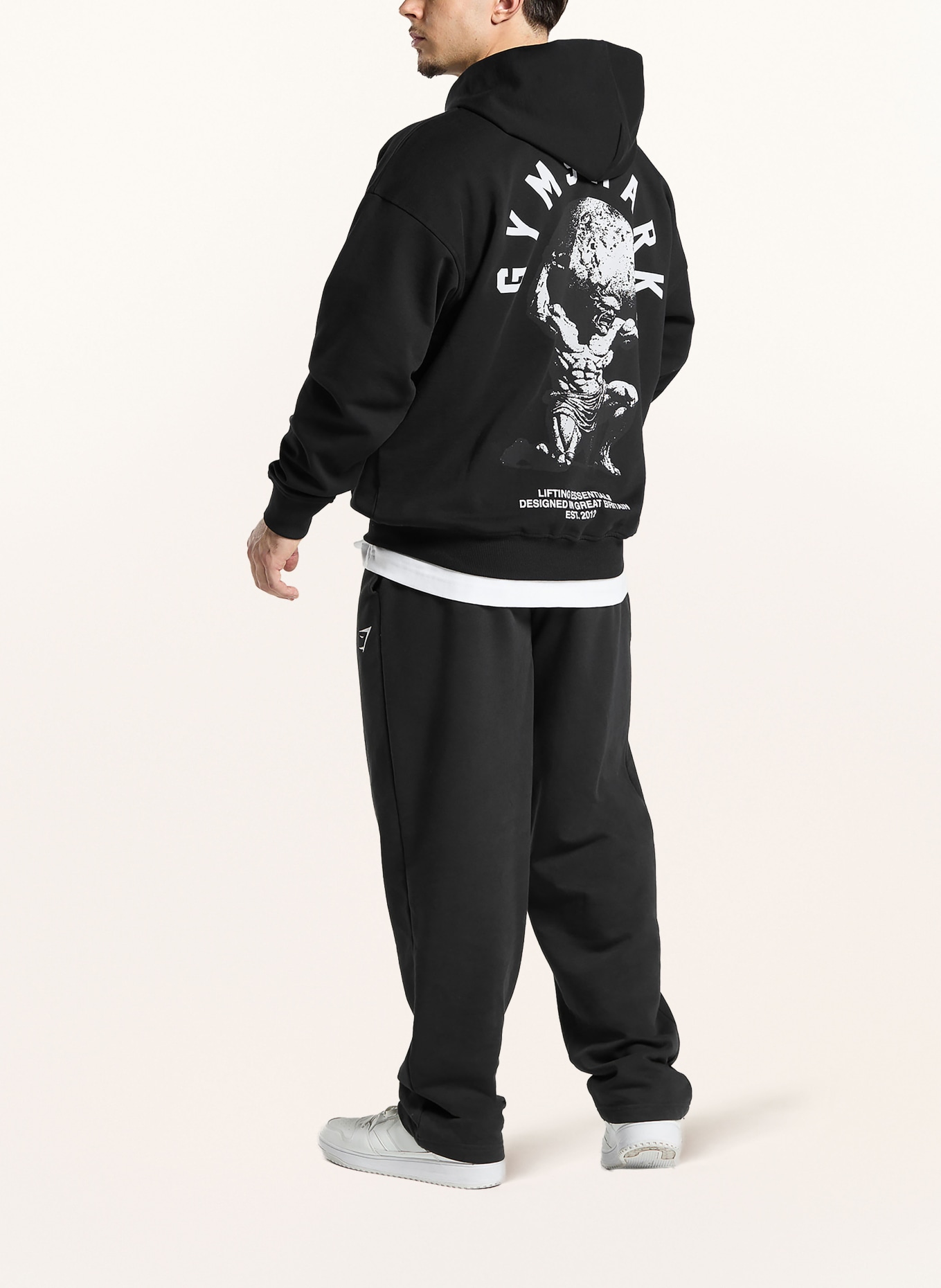 GYMSHARK Oversized-Sweatjacke GFX ATLAS: SCHWARZ