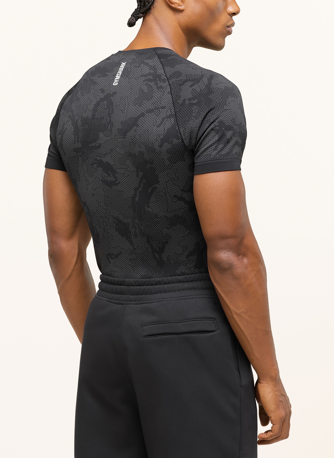 GYMSHARK T-Shirt GEO SEAMLESS: SCHWARZ