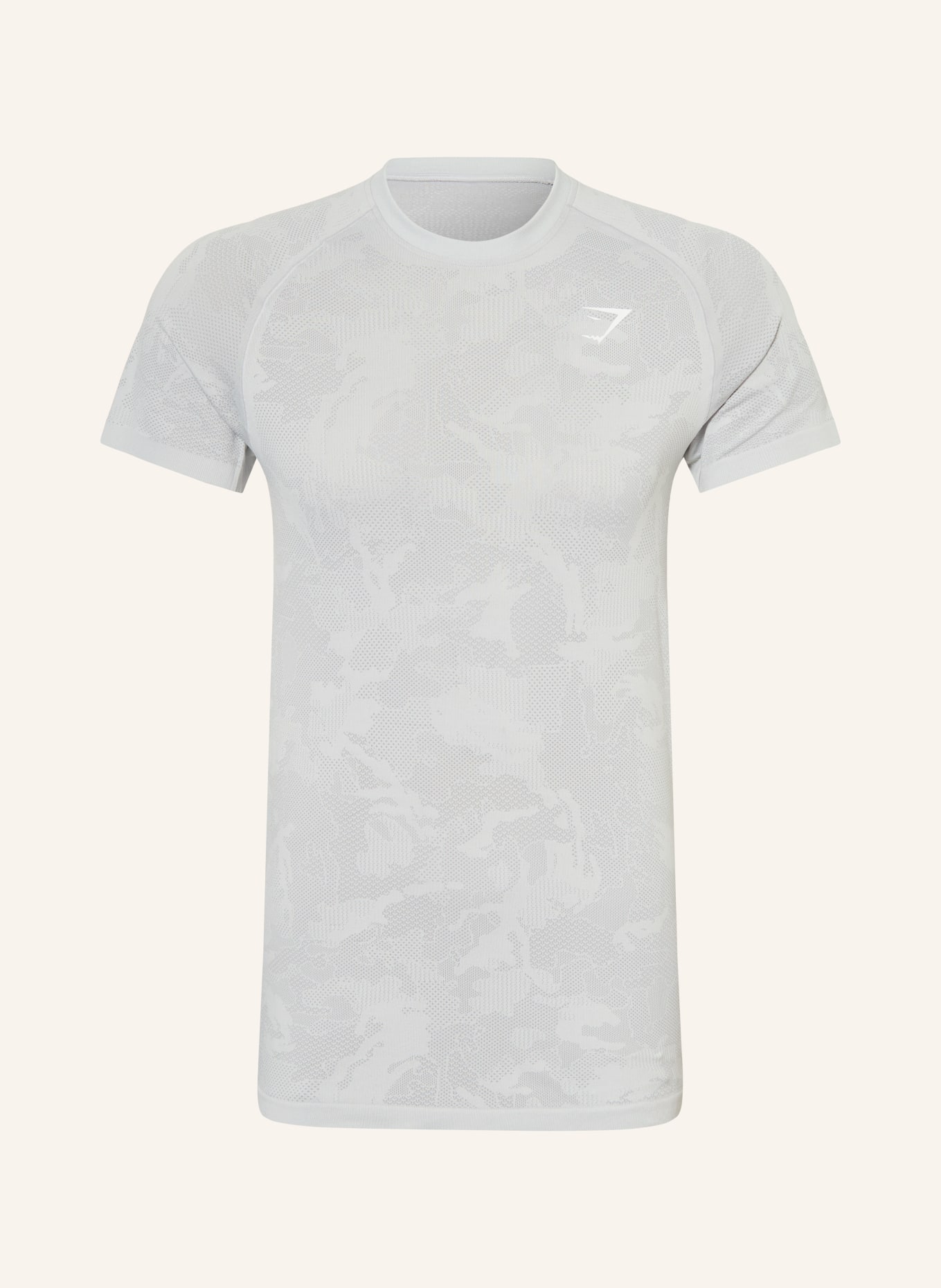 GYMSHARK T-Shirt GEO SEAMLESS: HELLGRAU / GRAU