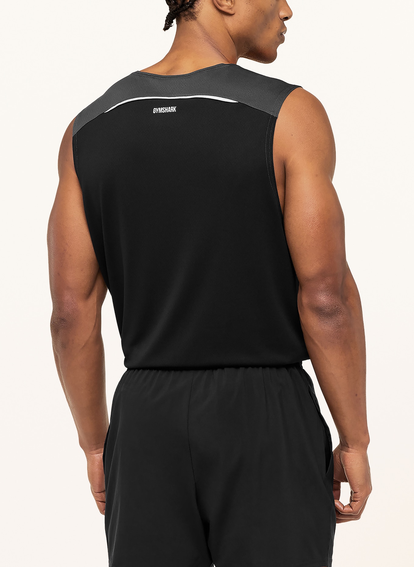 GYMSHARK Tanktop ARRIVAL CONTRAST: DUNKELGRAU / SCHWARZ