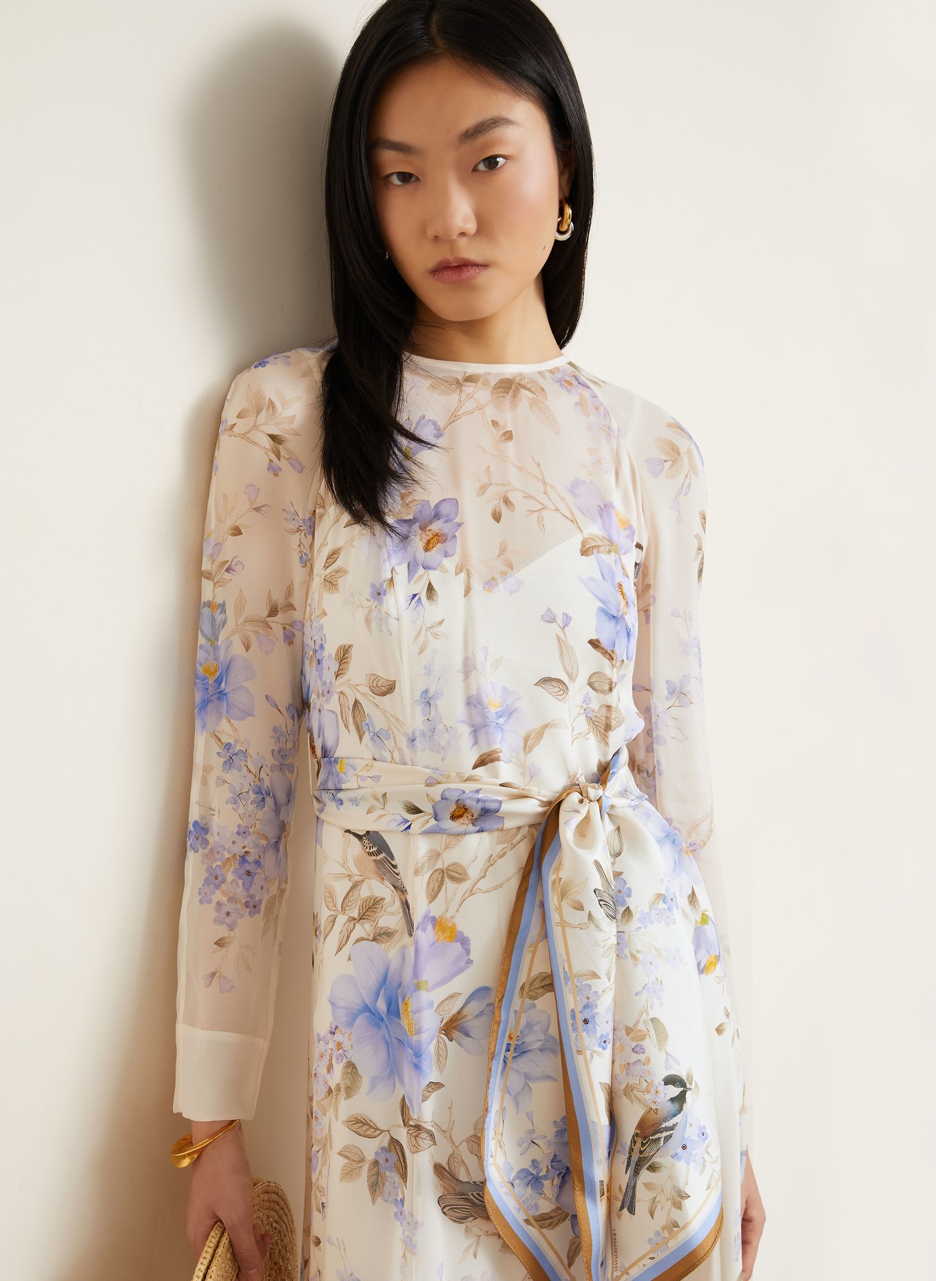 ZIMMERMANN Kleid LUNA: CREME / HELLLILA / KHAKI