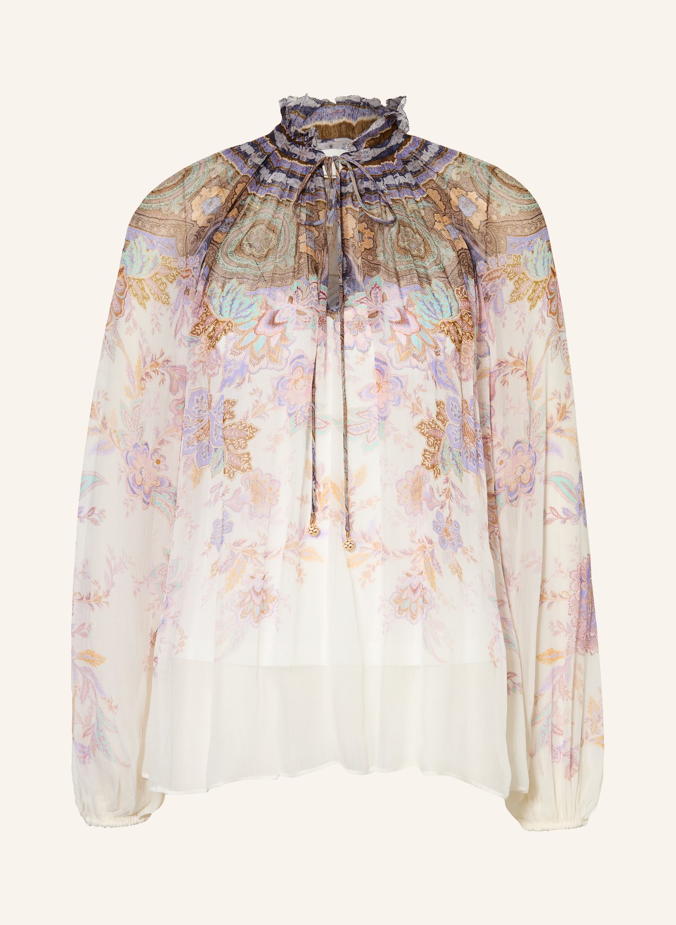 ZIMMERMANN Blusenshirt LUNA: CREME / ROSÉ / LILA