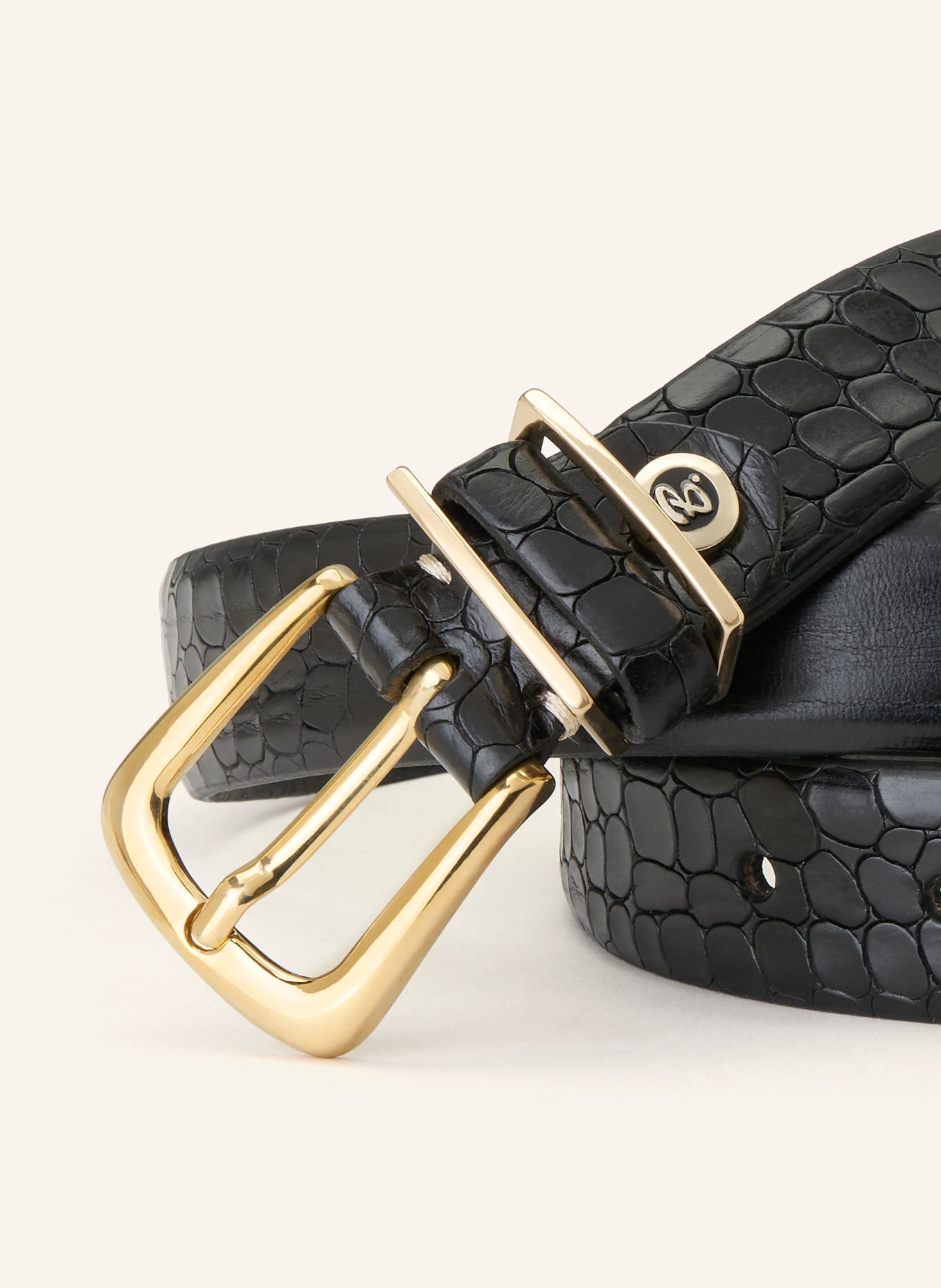 b.belt Leren riem CHARLISA: ZWART / GOUD