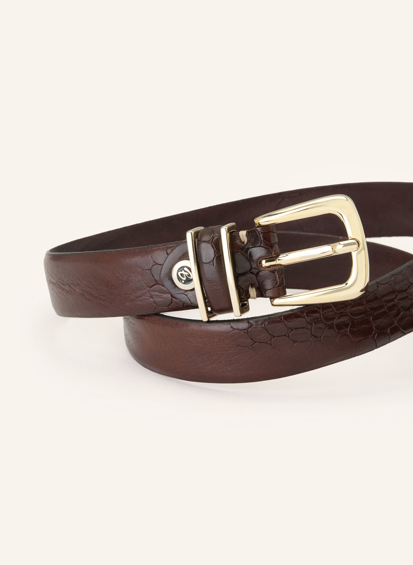b.belt CHARLISA leather belt: DARK BROWN / GOLD