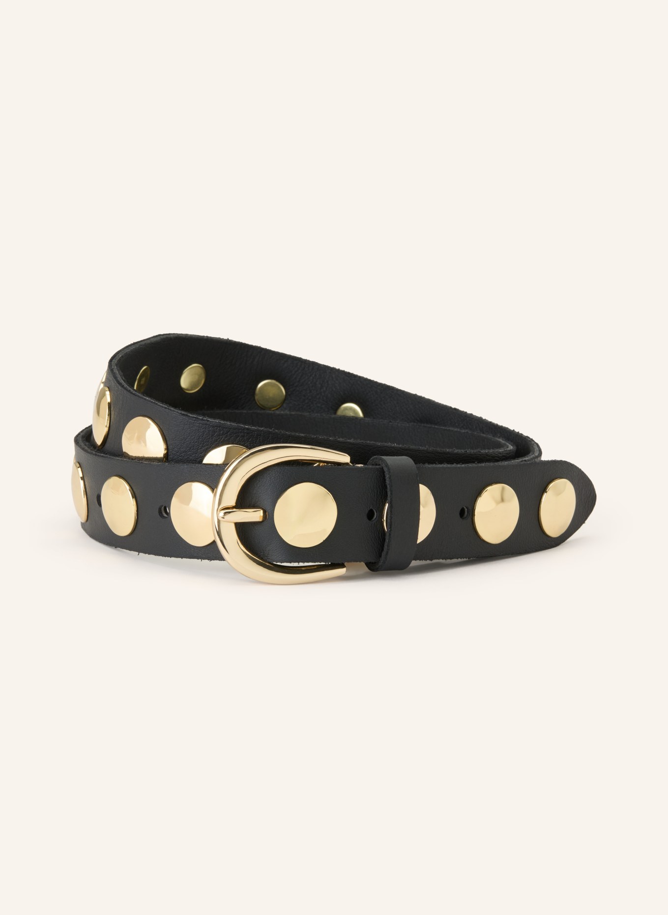 b.belt Leren riem LUNA met studs: ZWART / GOUD