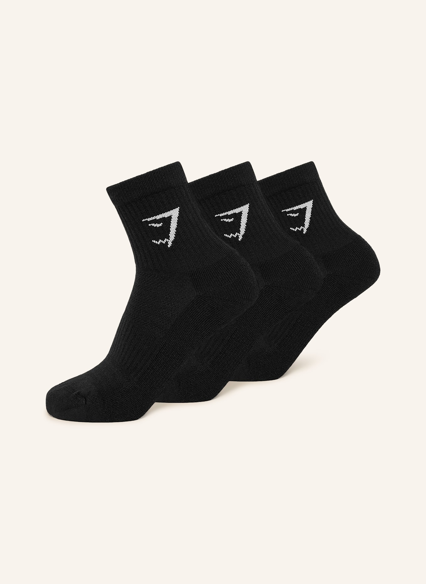 GYMSHARK 3er-Pack Socken: SCHWARZ