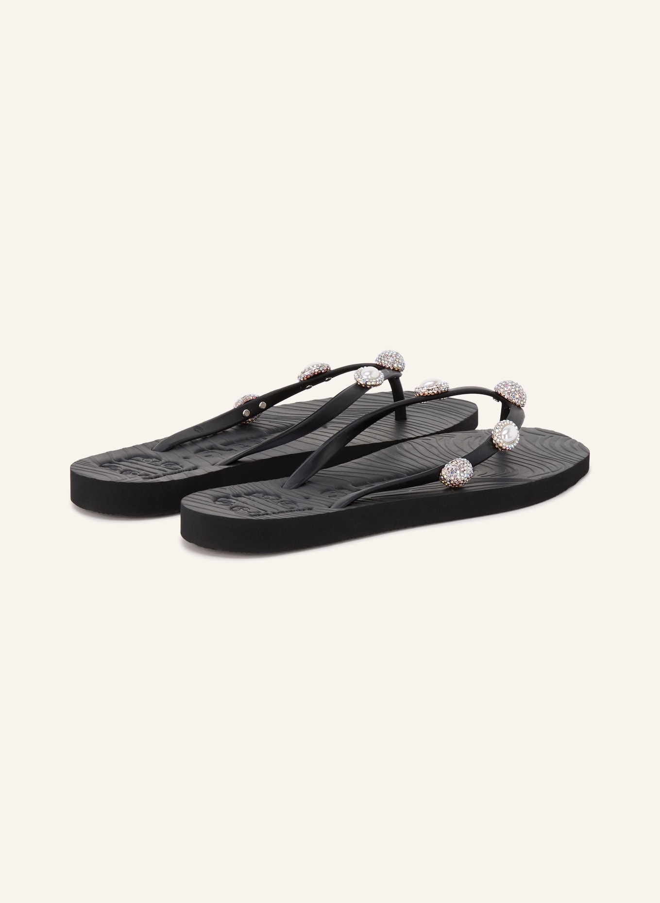 SLEEPERS PEARL IBIZA toe separators with gemstones: BLACK