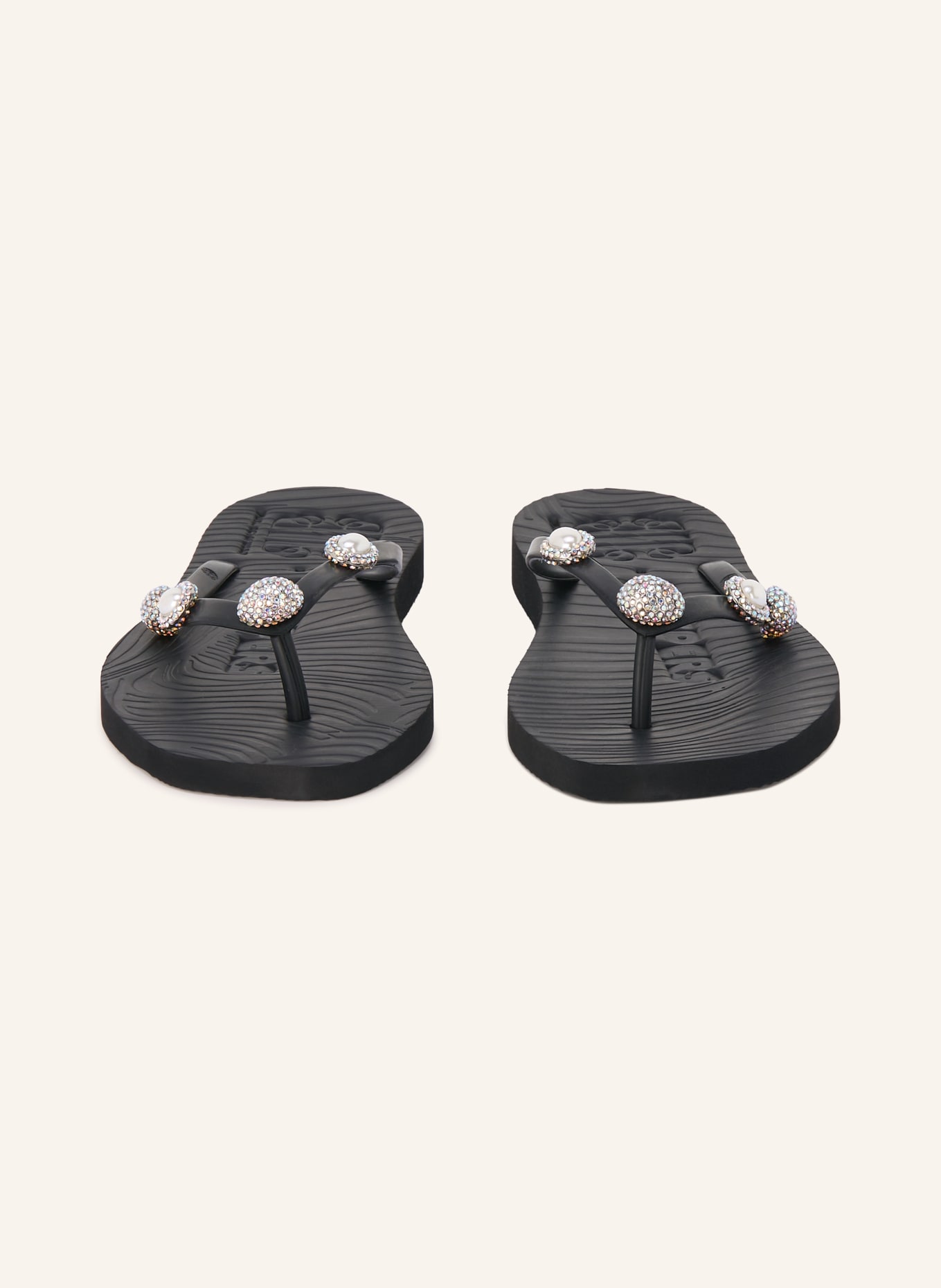 SLEEPERS PEARL IBIZA toe separators with gemstones: BLACK
