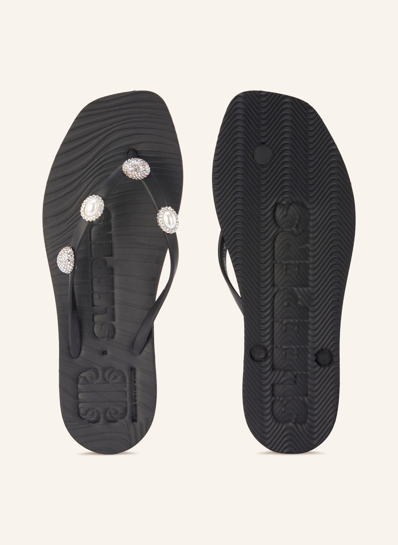 SLEEPERS PEARL IBIZA toe separators with gemstones: BLACK