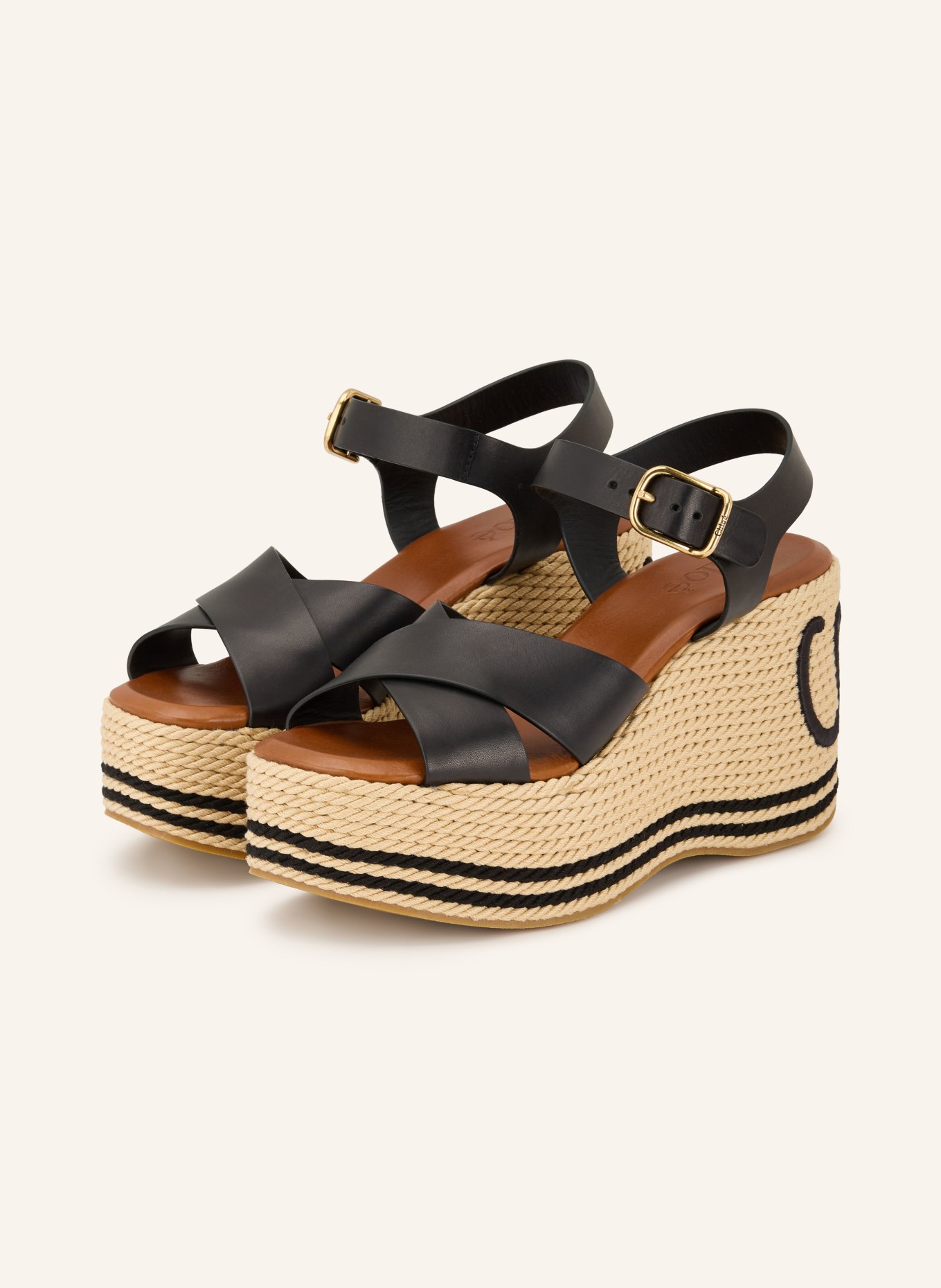 Chloé Plateauschoenen met sleehak: 905 Black - White 1