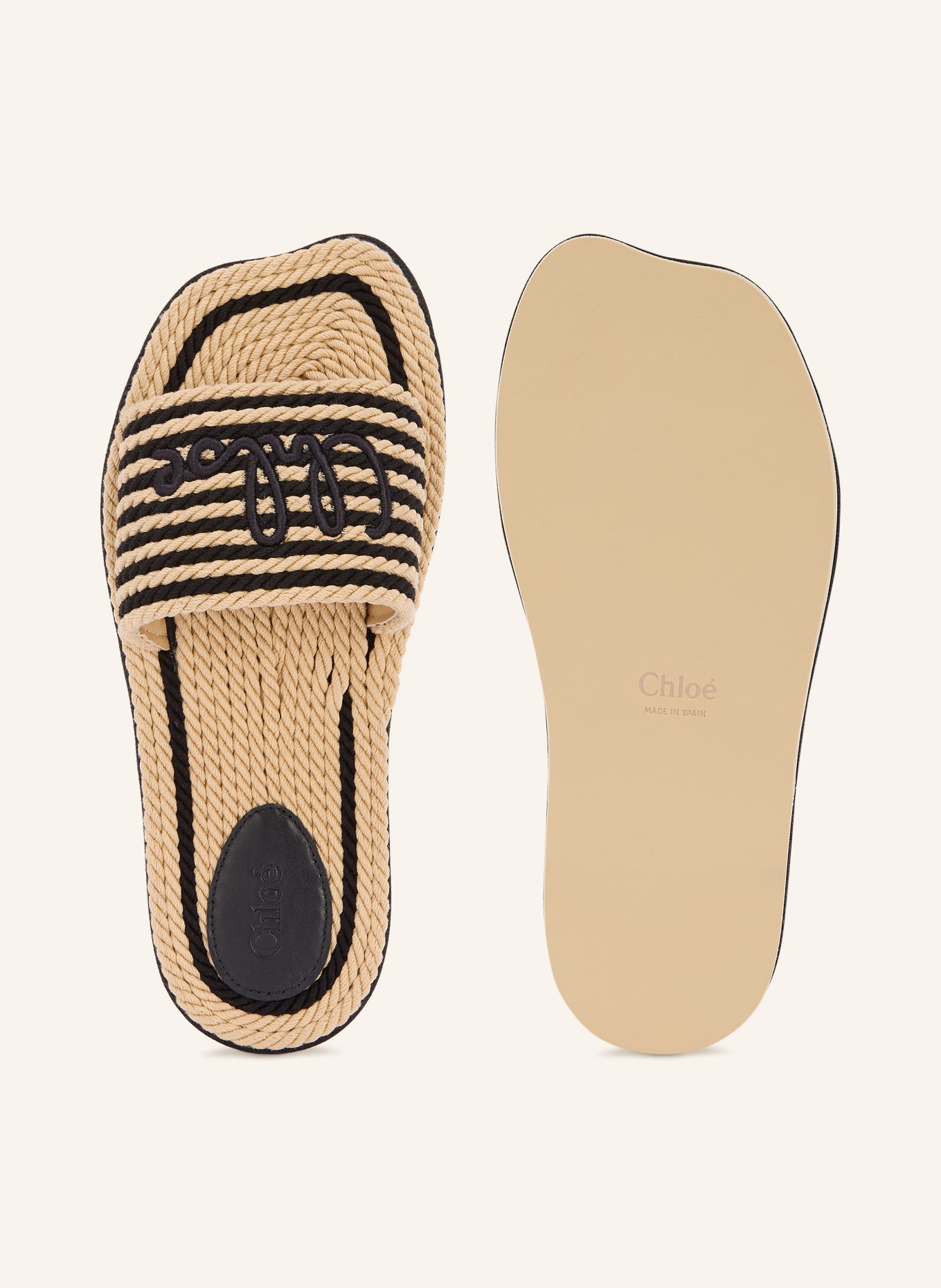 Chloé Pantoletten: 905 Black - White 1