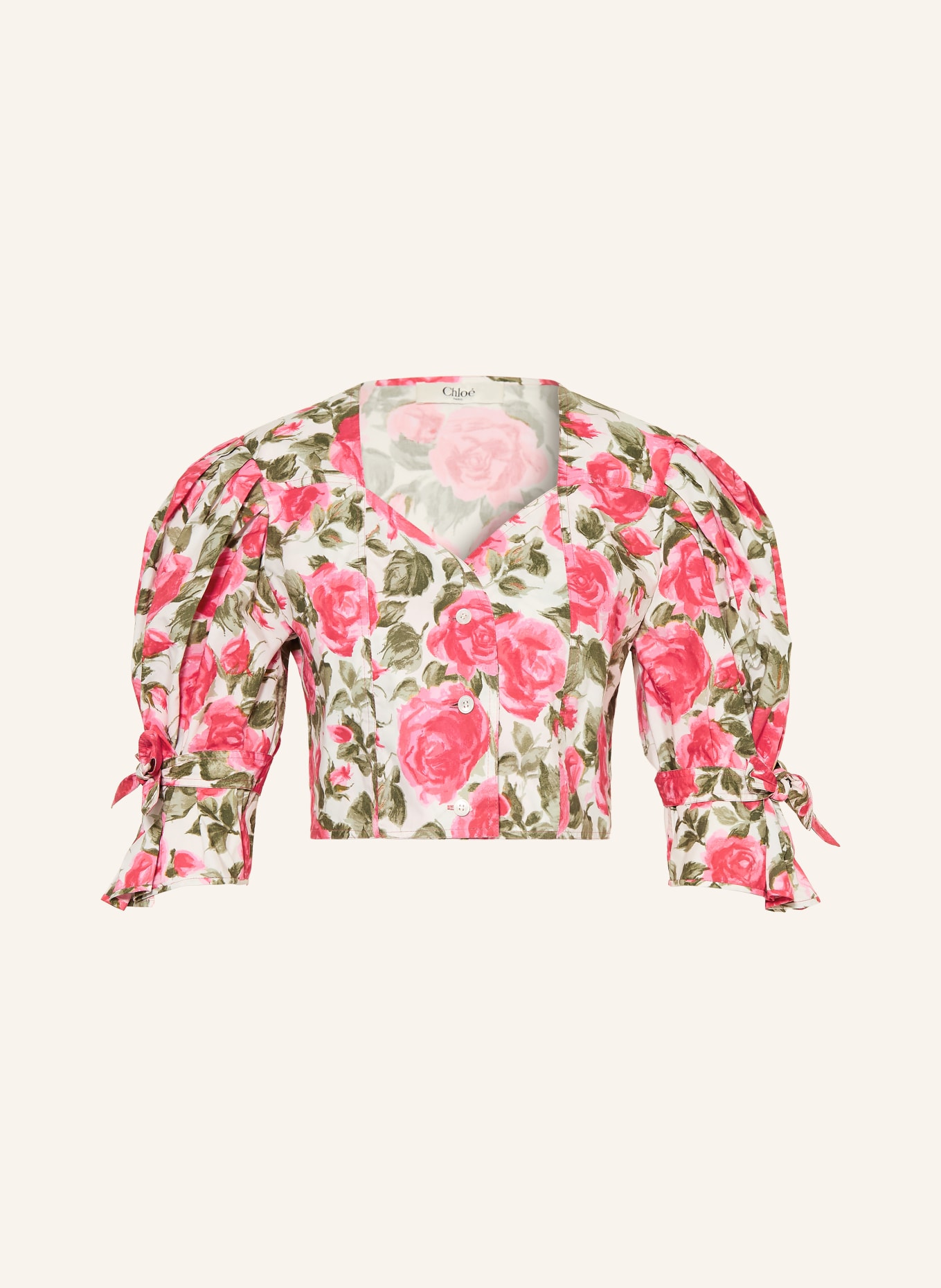 Chloé Korte blouse: WIT / ROZE / GROEN