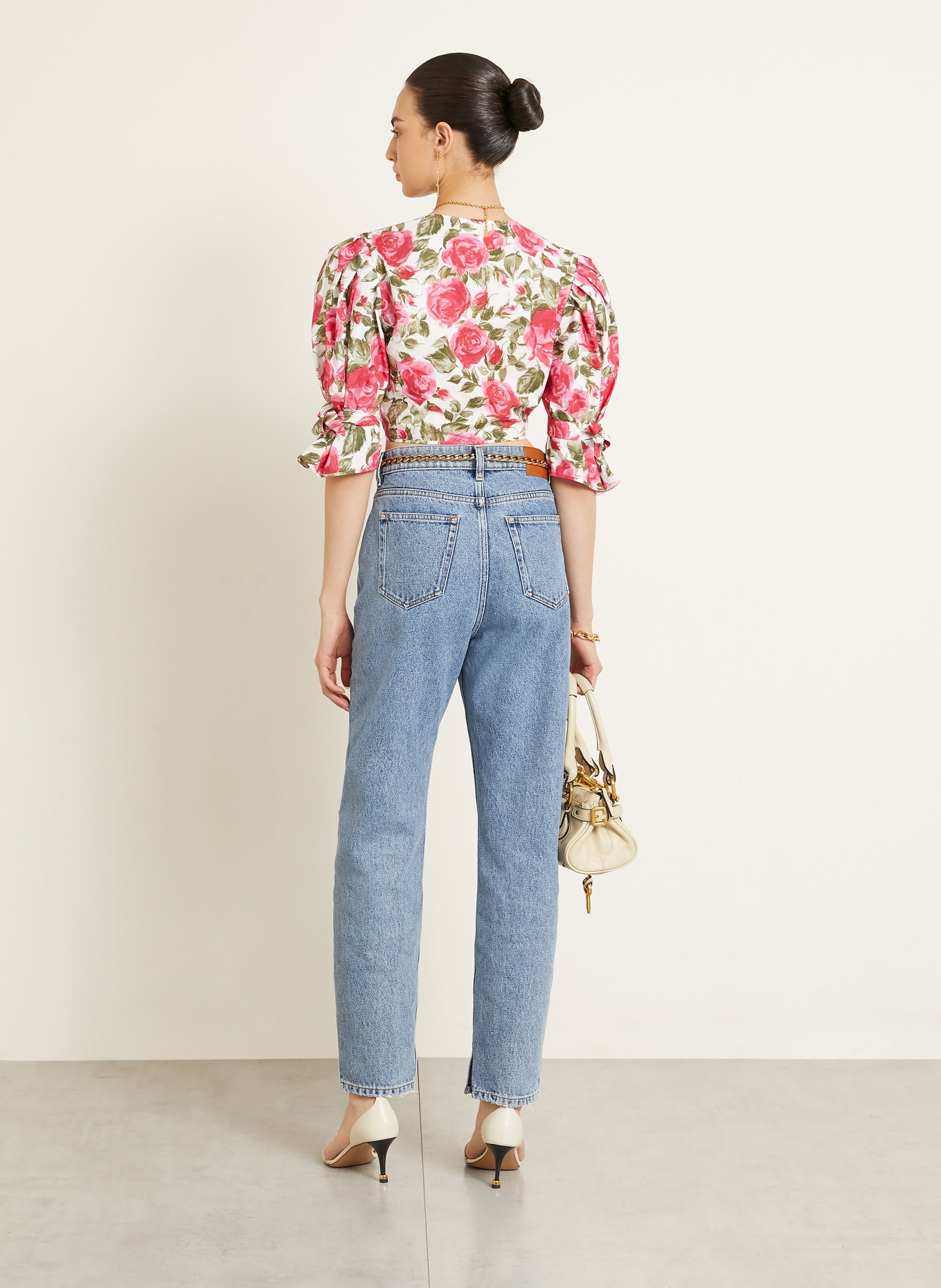 Chloé Korte blouse: WIT / ROZE / GROEN