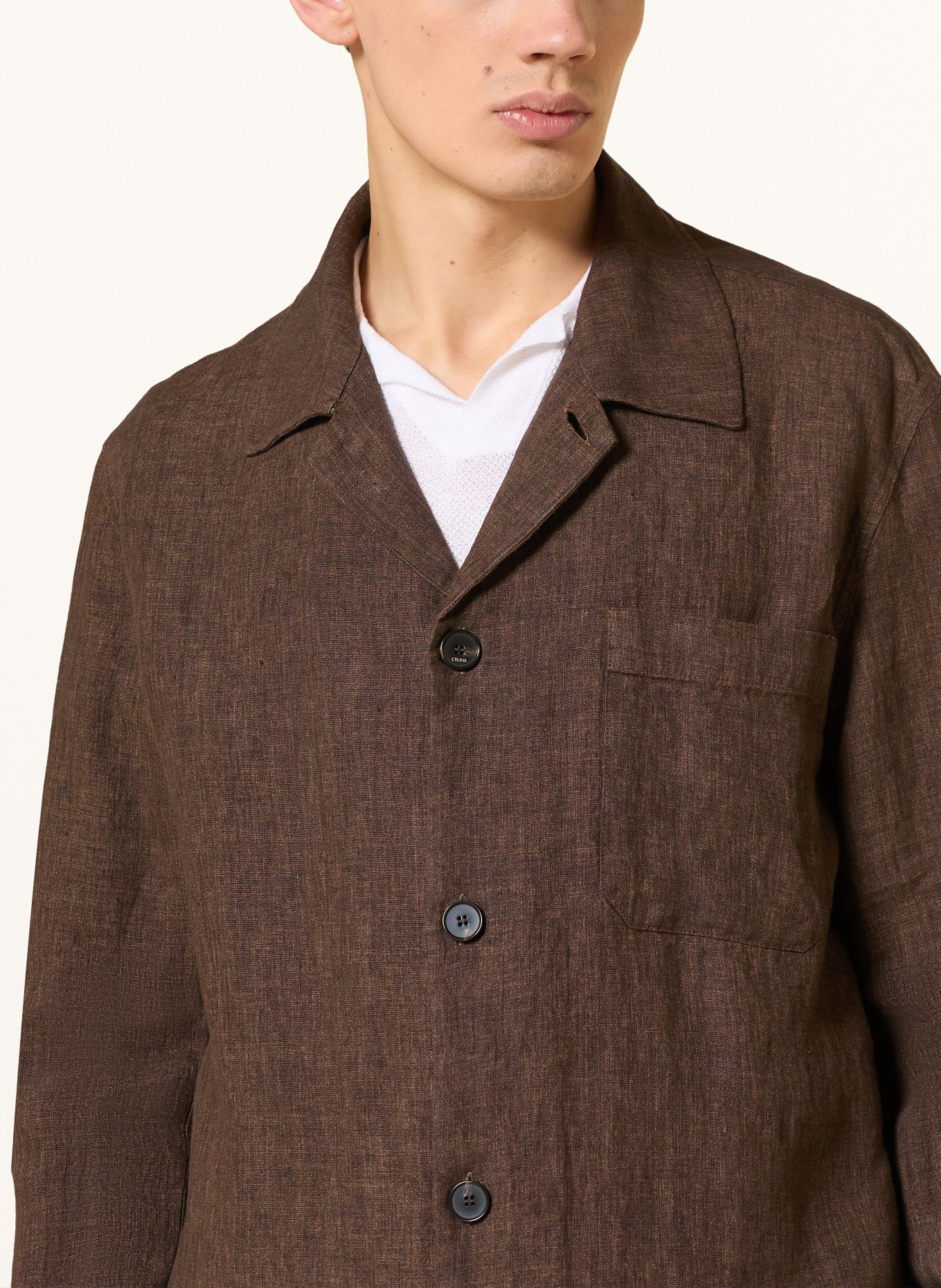 CRUNA Linnen overshirt CARDIFF: MARRON FONCÉ