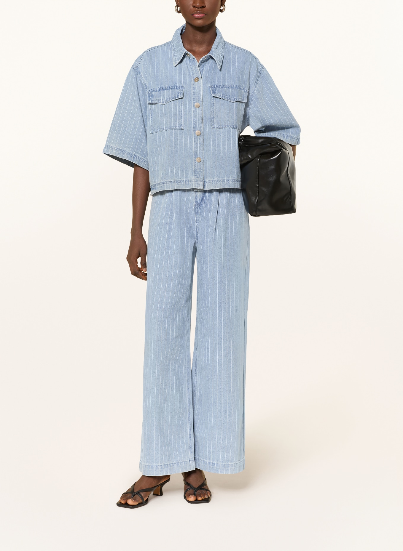 GRACE & MILA Chemisier en jean VITA: BLEU CLAIR / BLANC