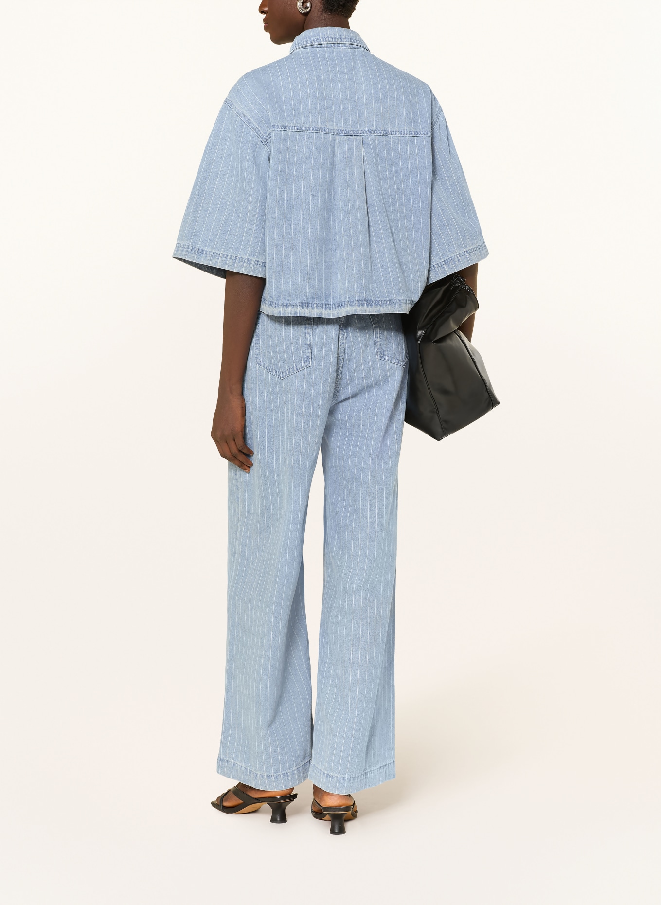 GRACE & MILA Chemisier en jean VITA: BLEU CLAIR / BLANC