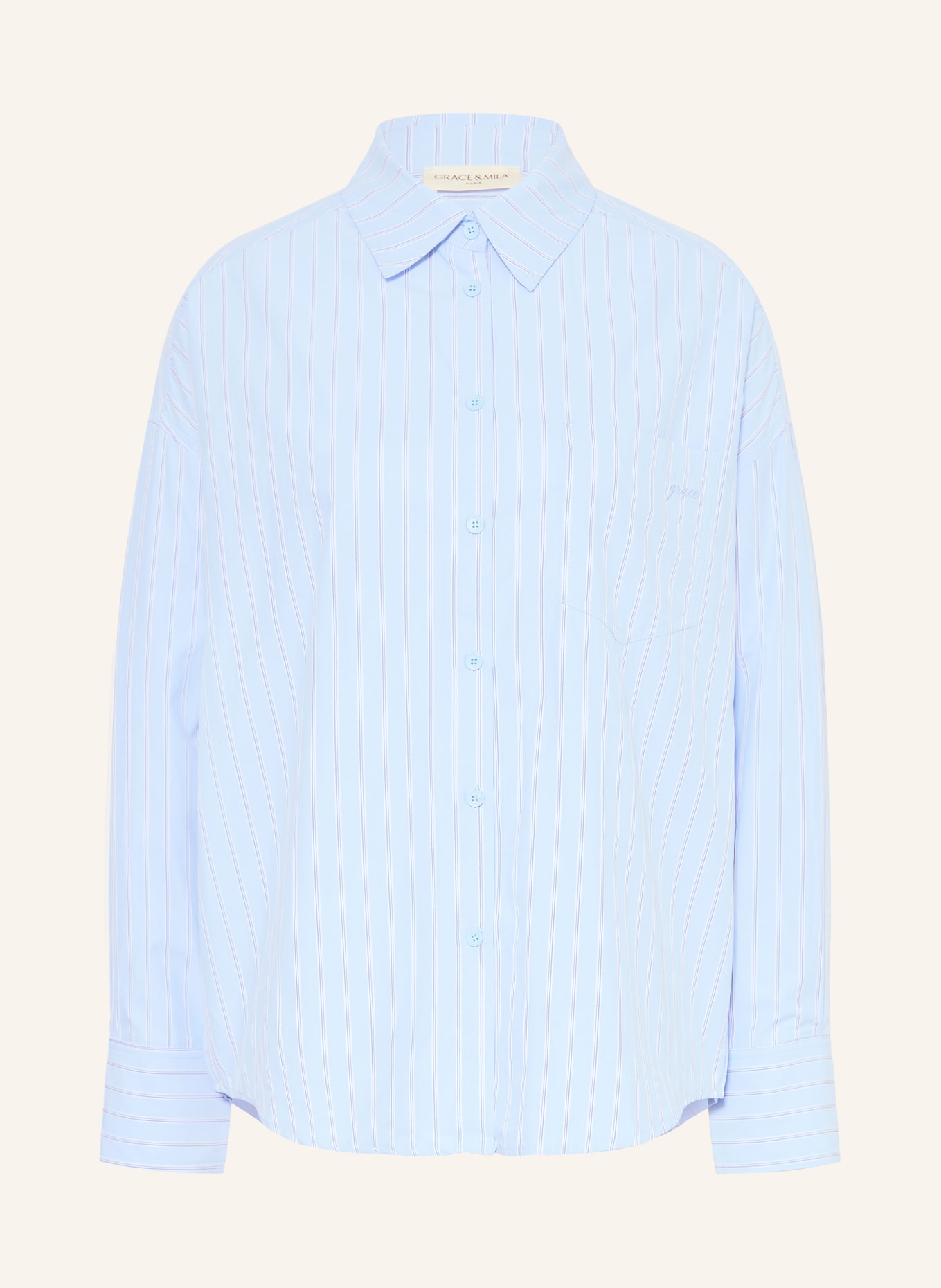 GRACE & MILA Bluzka koszulowa VALERIE: JASNONIEBIESKI / BIAŁY