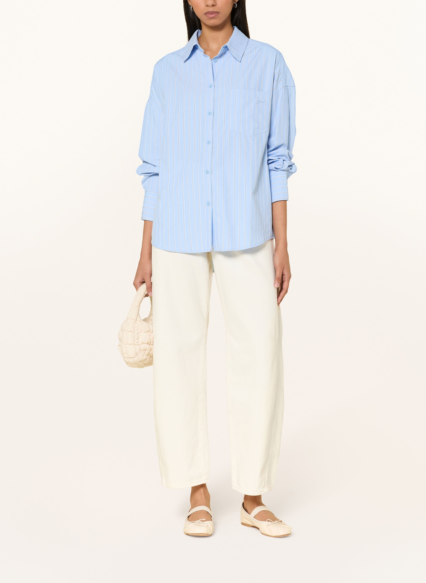 GRACE & MILA Bluzka koszulowa VALERIE: JASNONIEBIESKI / BIAŁY