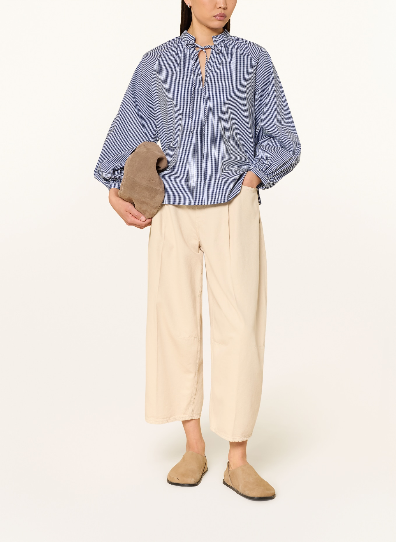 GRACE & MILA Blůza VARRY: TMAVĚ MODRÁ / BÍLÁ