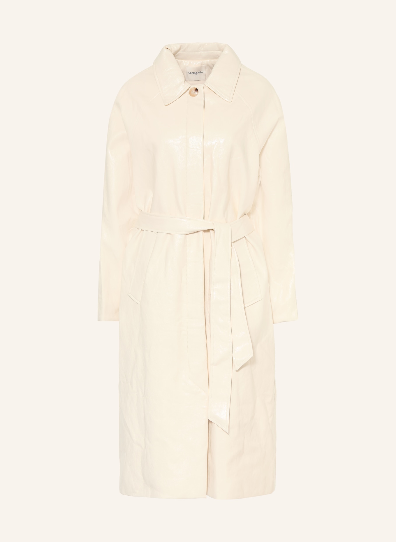 GRACE & MILA Mantel VELOURS in Lederoptik: CREME