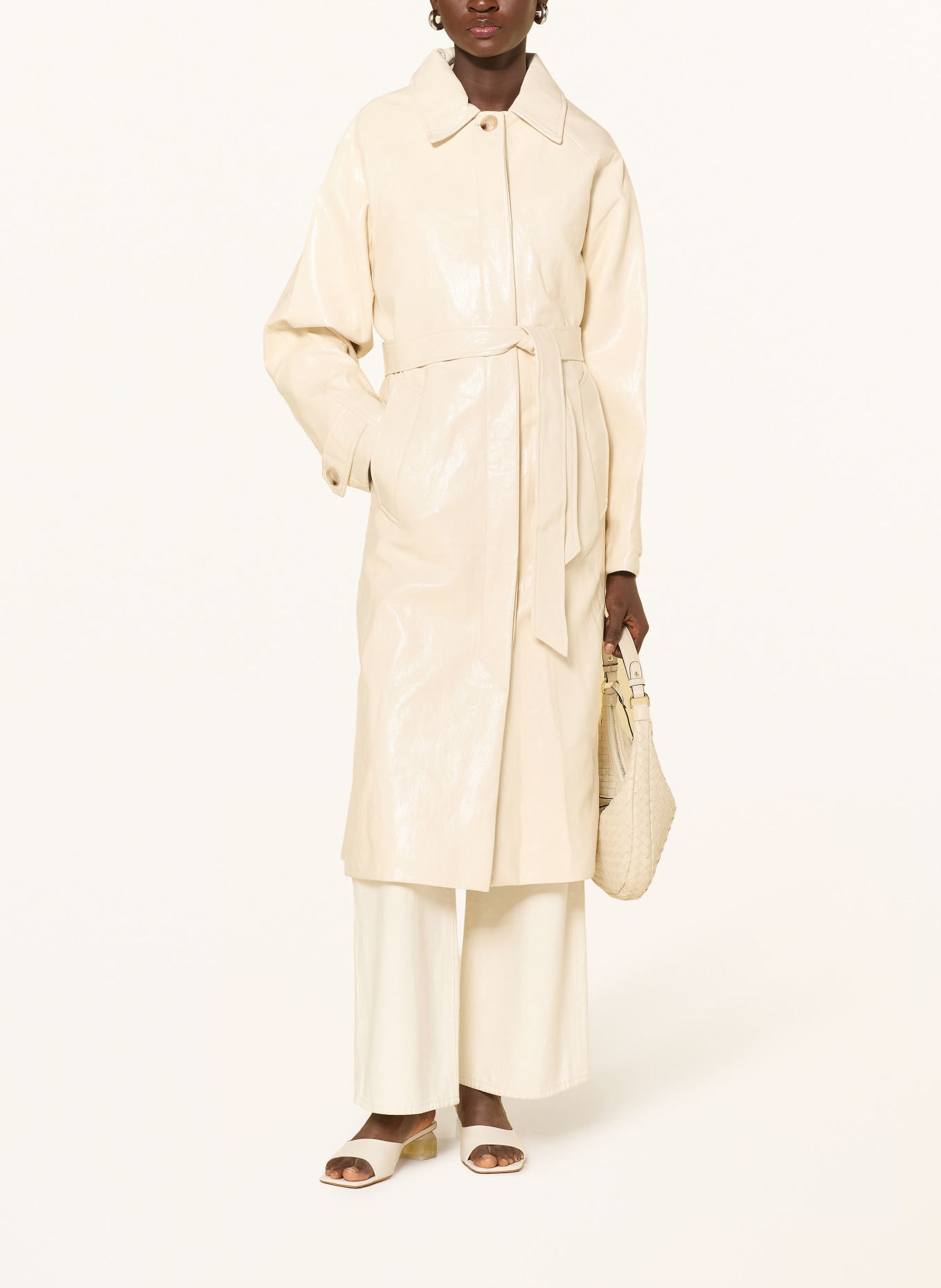 GRACE & MILA Mantel VELOURS in Lederoptik: CREME