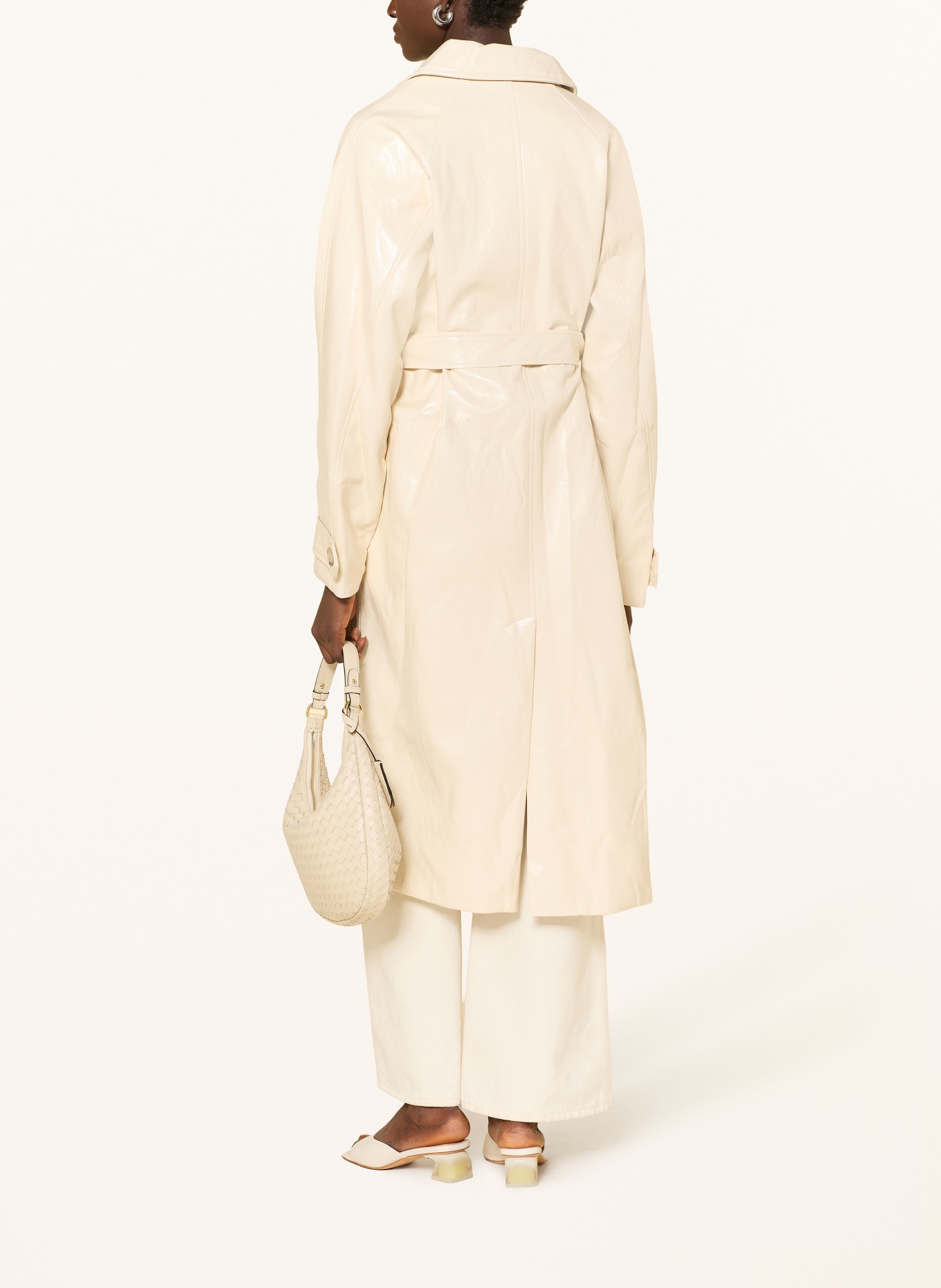 GRACE & MILA Mantel VELOURS in Lederoptik: CREME