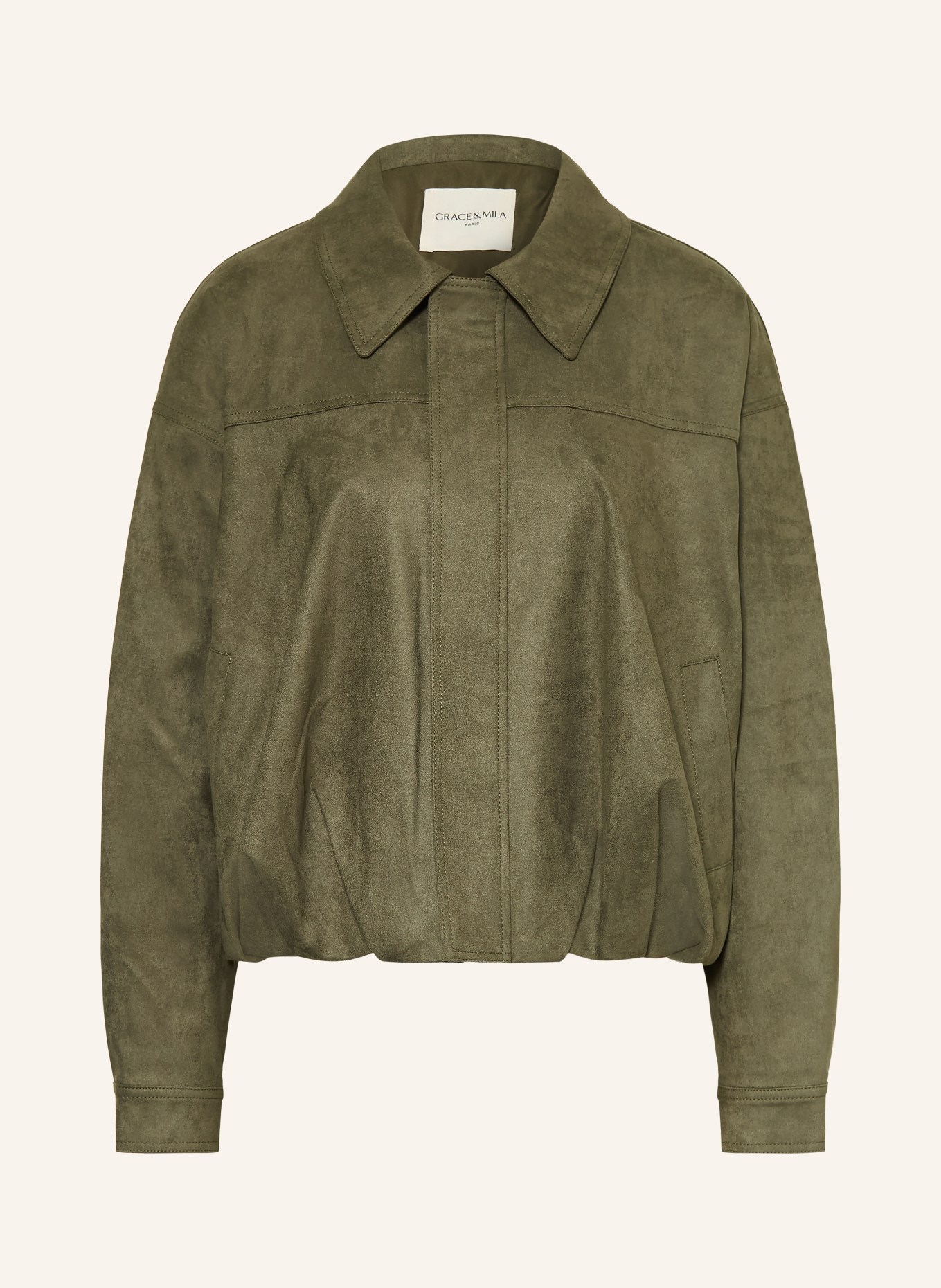 GRACE & MILA Jacke VERVE in Lederoptik: KHAKI