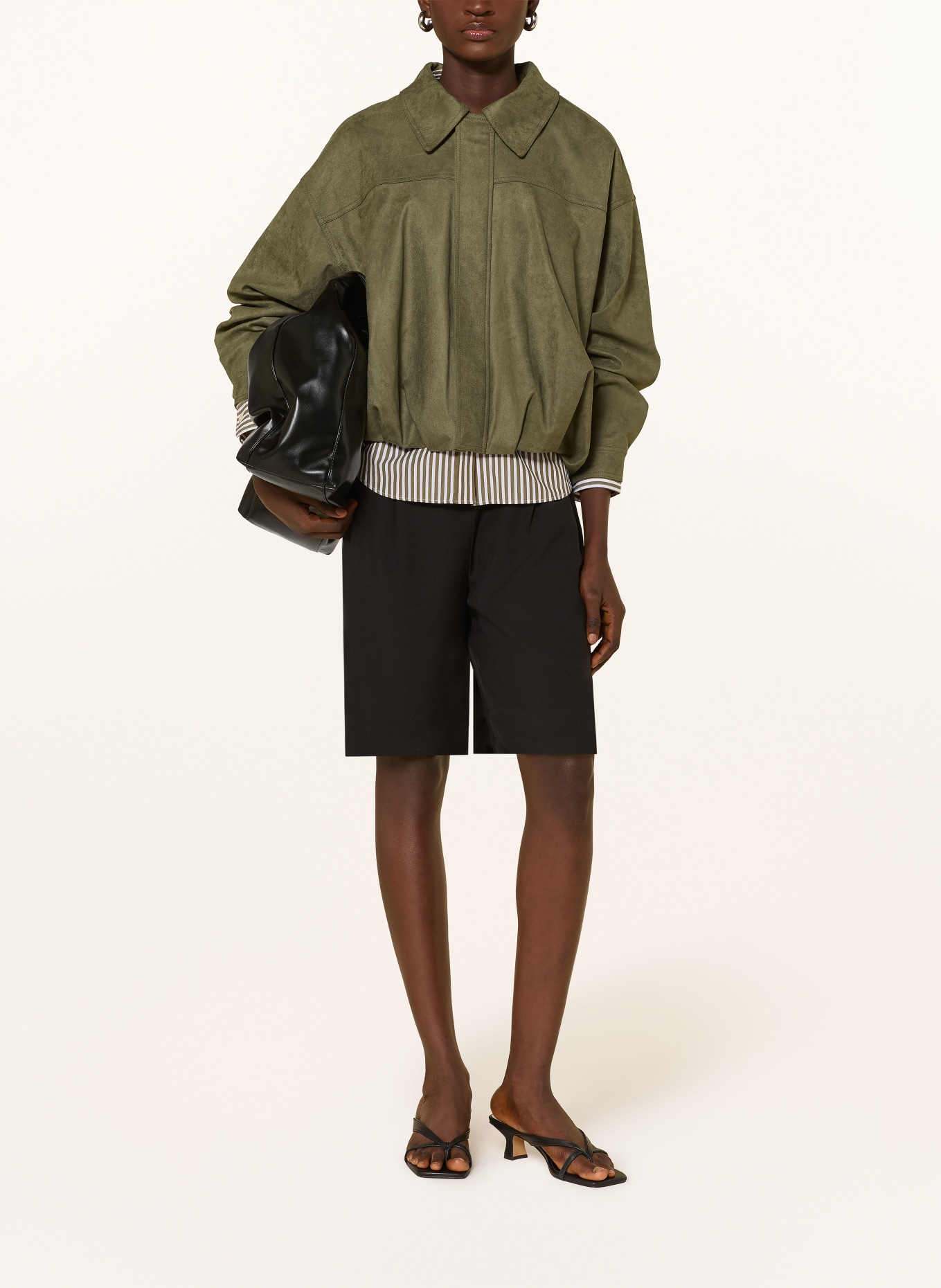 GRACE & MILA Jacke VERVE in Lederoptik: KHAKI