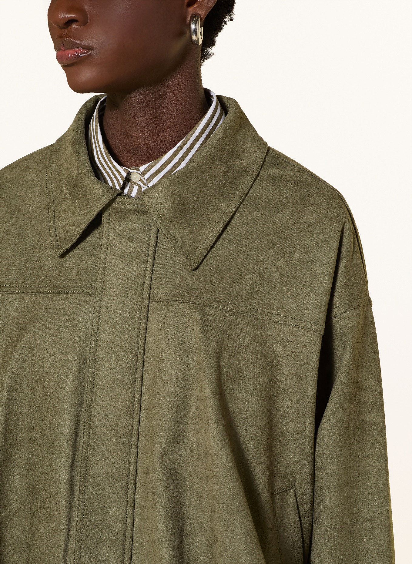 GRACE & MILA Jacke VERVE in Lederoptik: KHAKI