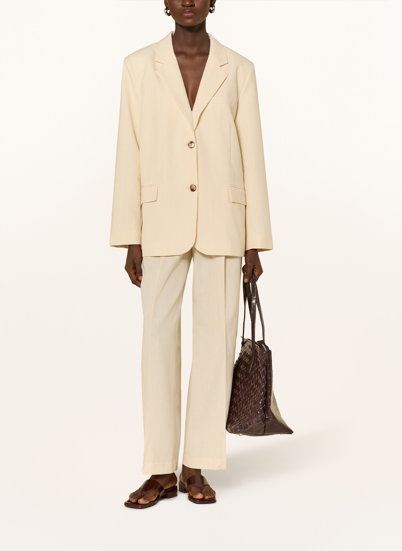 GRACE & MILA VELVET blazer: ECRU / WHITE