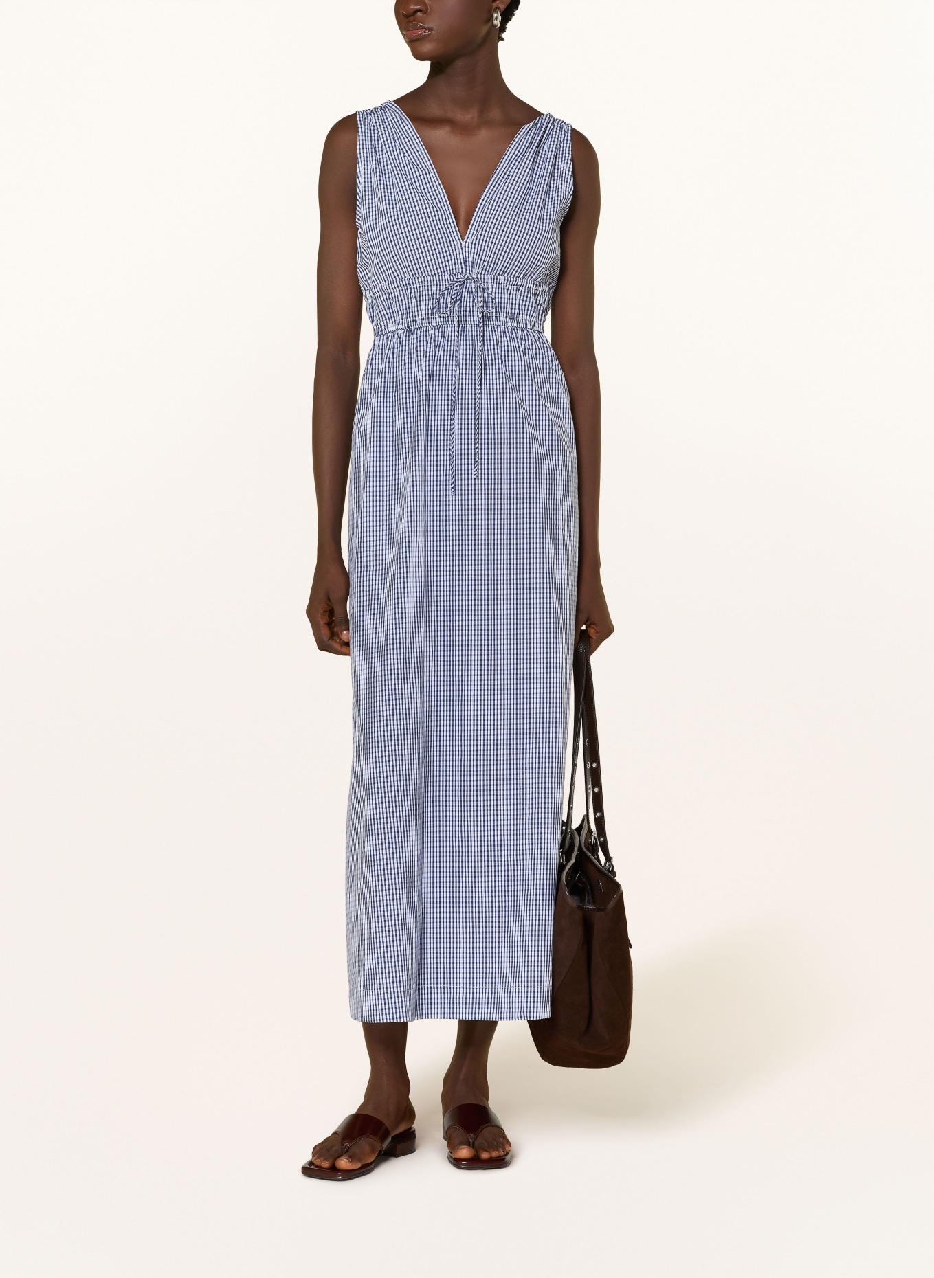 GRACE & MILA VELMIRA dress: DARK BLUE / WHITE