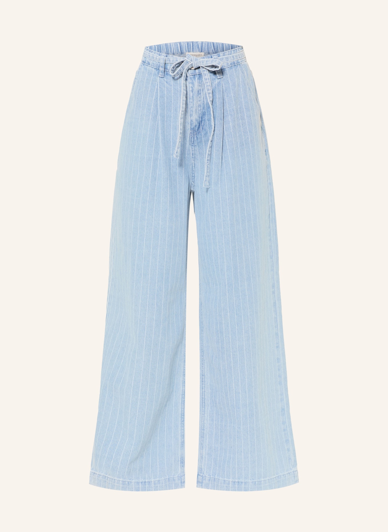GRACE & MILA Wide Leg Jeans POMPON: STRIPED_BLUE