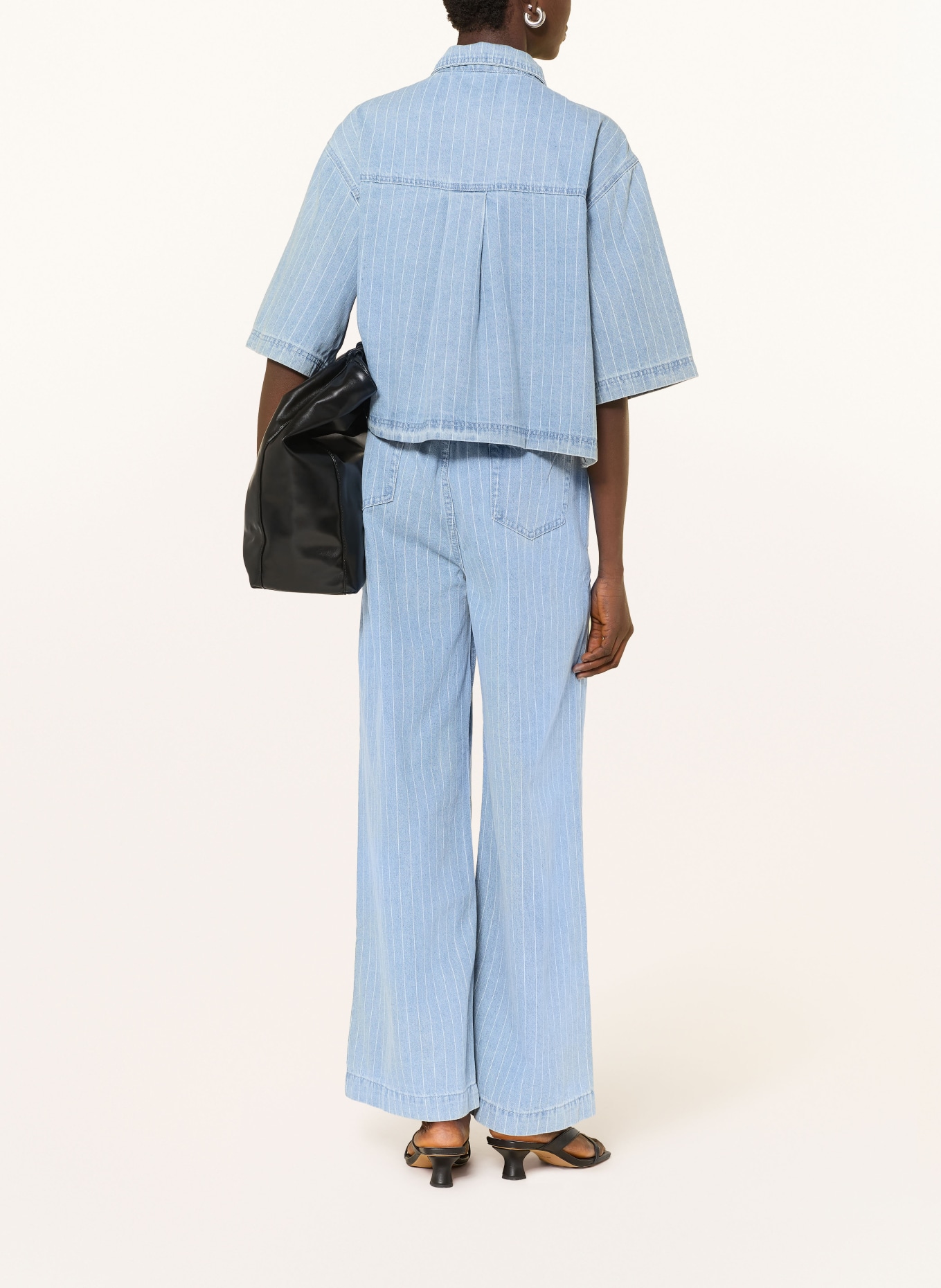 GRACE & MILA Wide Leg Jeans POMPON: STRIPED_BLUE