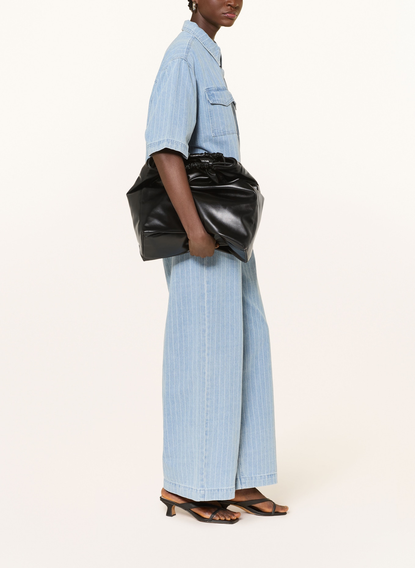 GRACE & MILA Wide Leg Jeans POMPON: STRIPED_BLUE