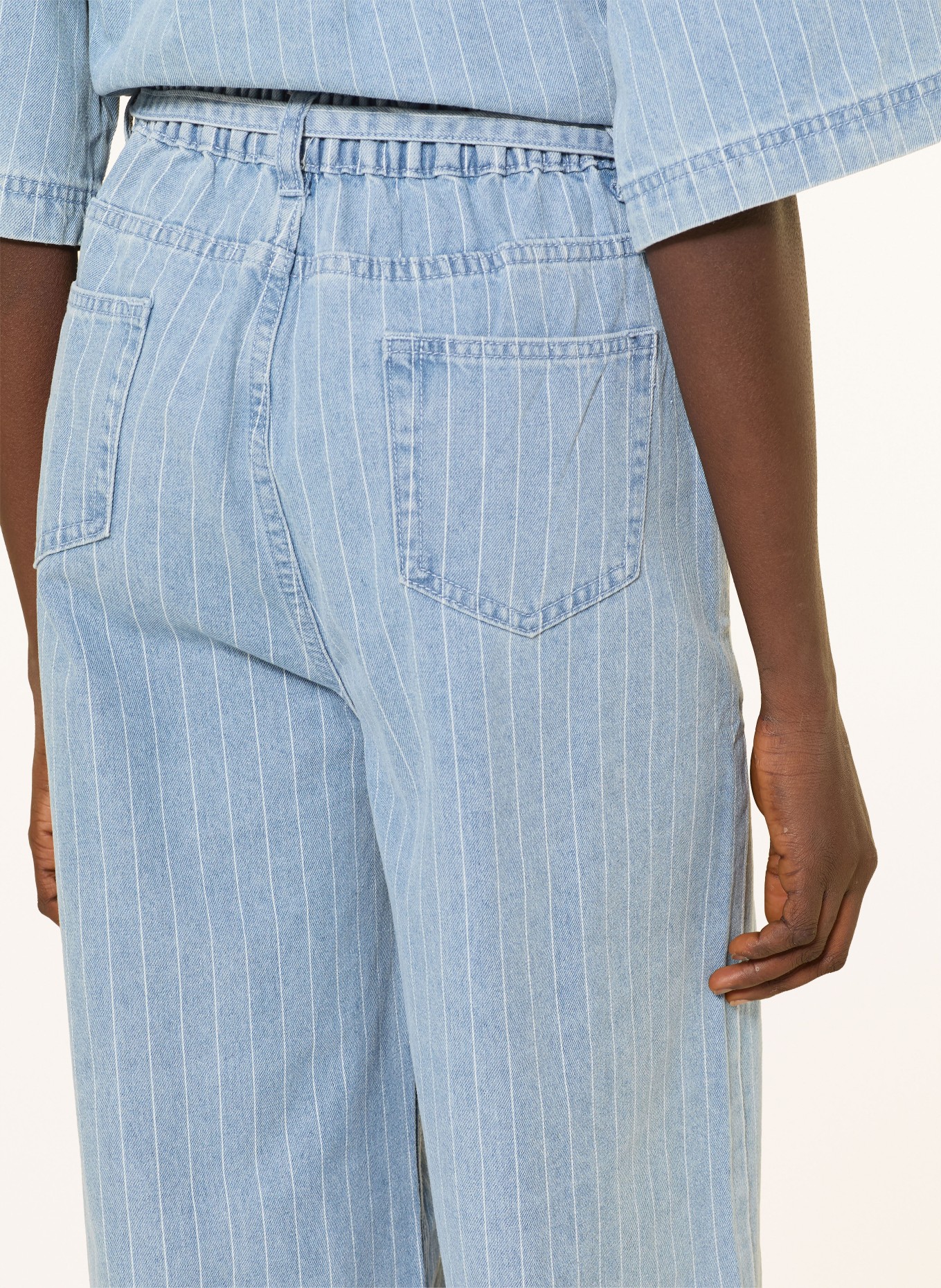 GRACE & MILA Wide Leg Jeans POMPON: STRIPED_BLUE
