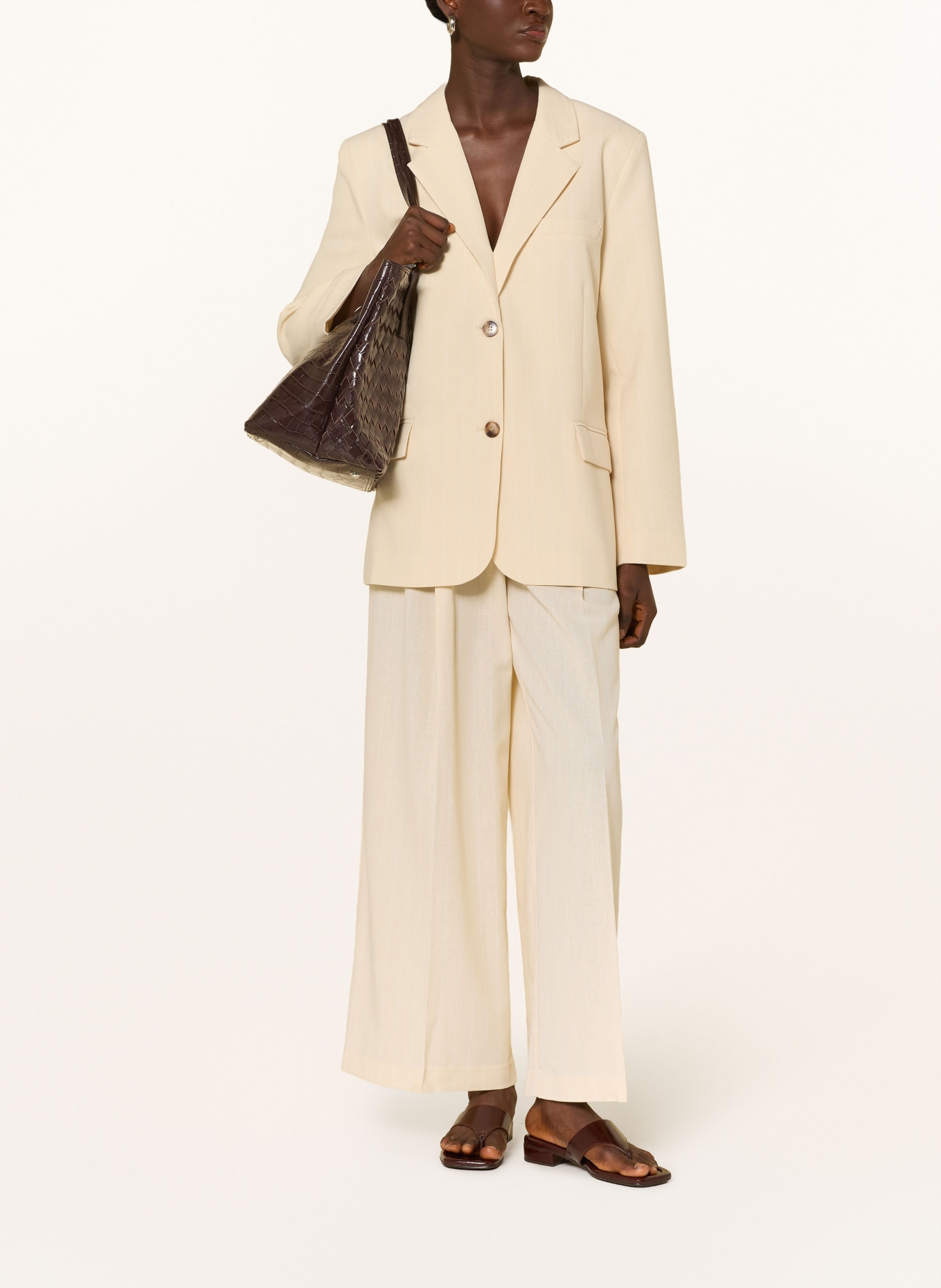 GRACE & MILA Spodnie z marleny VERY: JASNOŻÓŁTY / BIAŁY