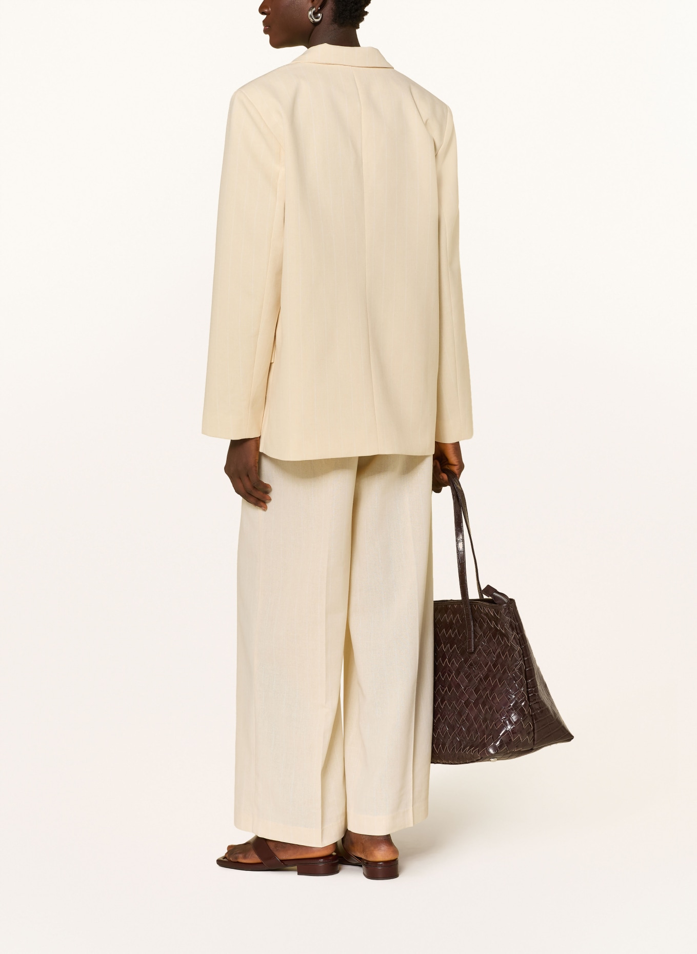 GRACE & MILA Spodnie z marleny VERY: JASNOŻÓŁTY / BIAŁY