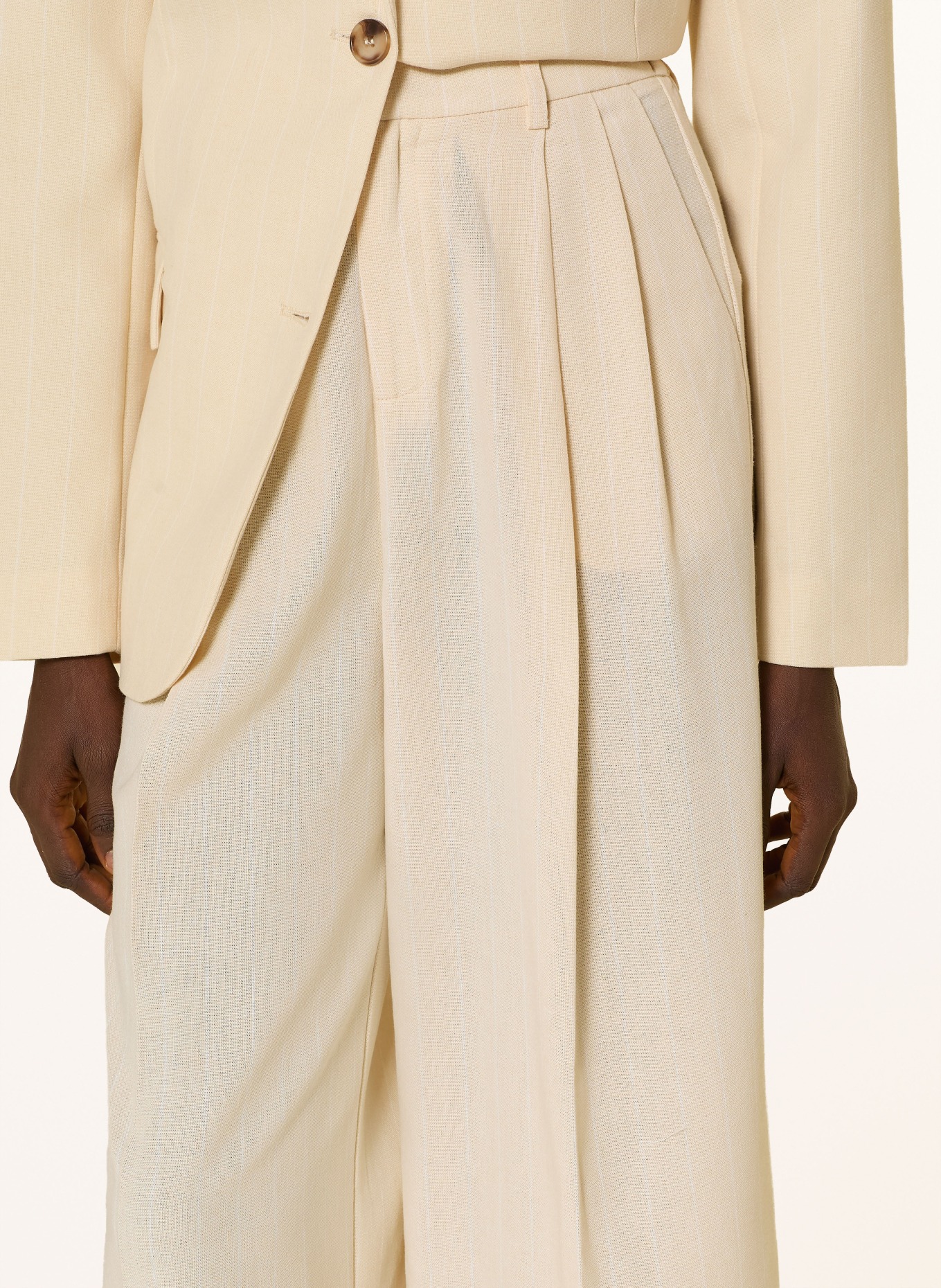 GRACE & MILA Spodnie z marleny VERY: JASNOŻÓŁTY / BIAŁY