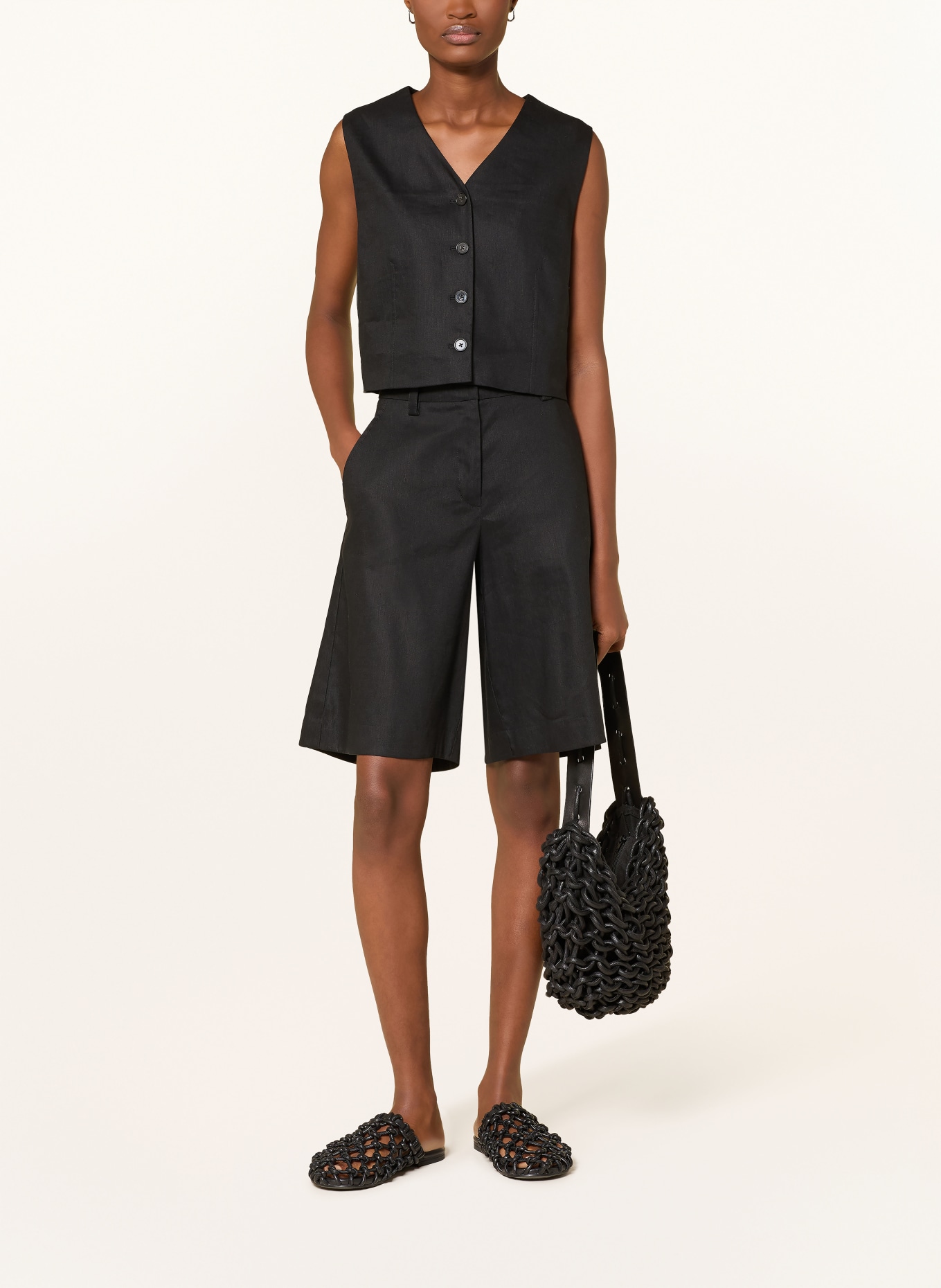 Marc O'Polo Bermudas mit Leinen: SCHWARZ