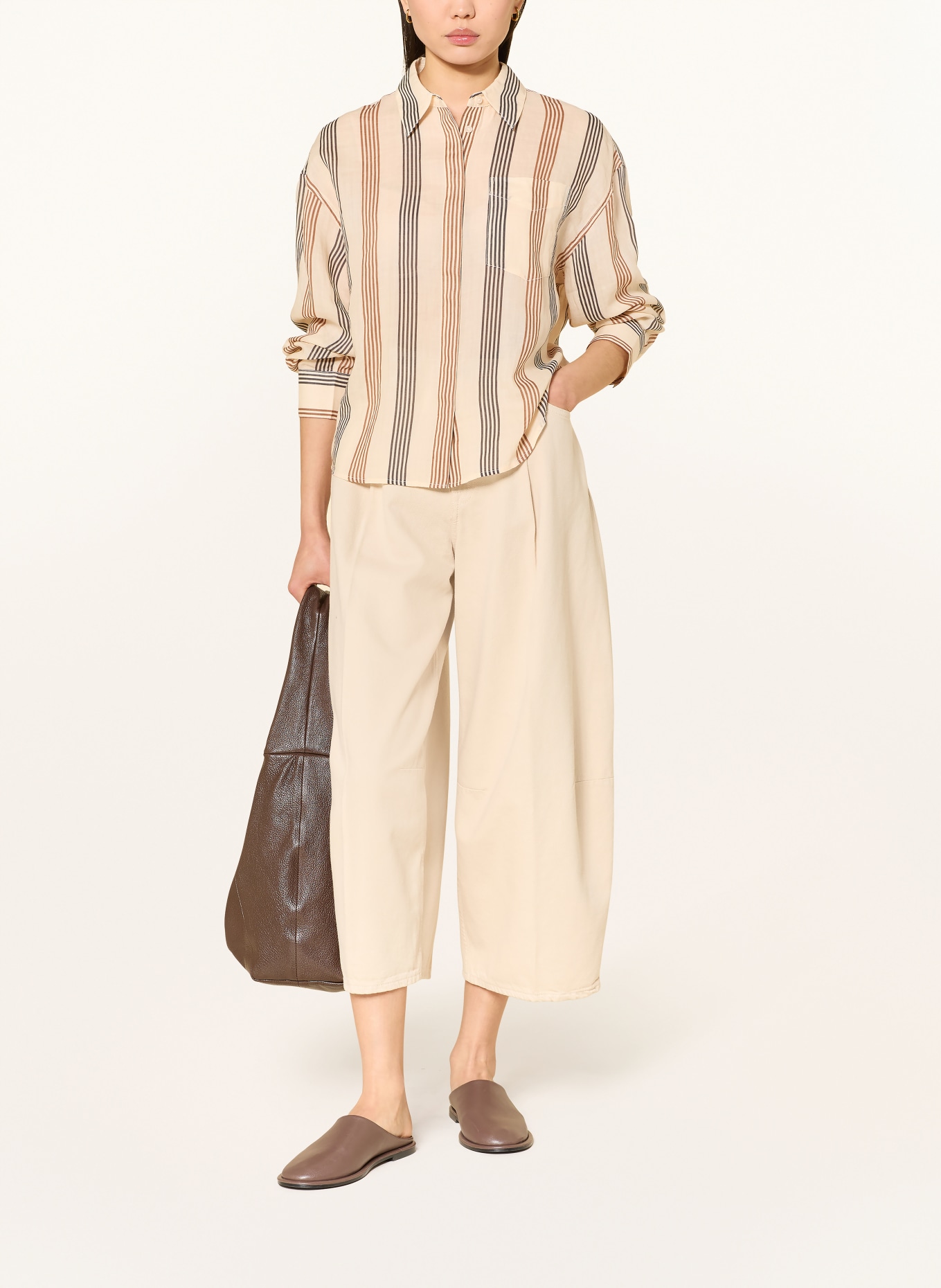 Marc O'Polo Hemdbluse: BEIGE / BRAUN / SCHWARZ