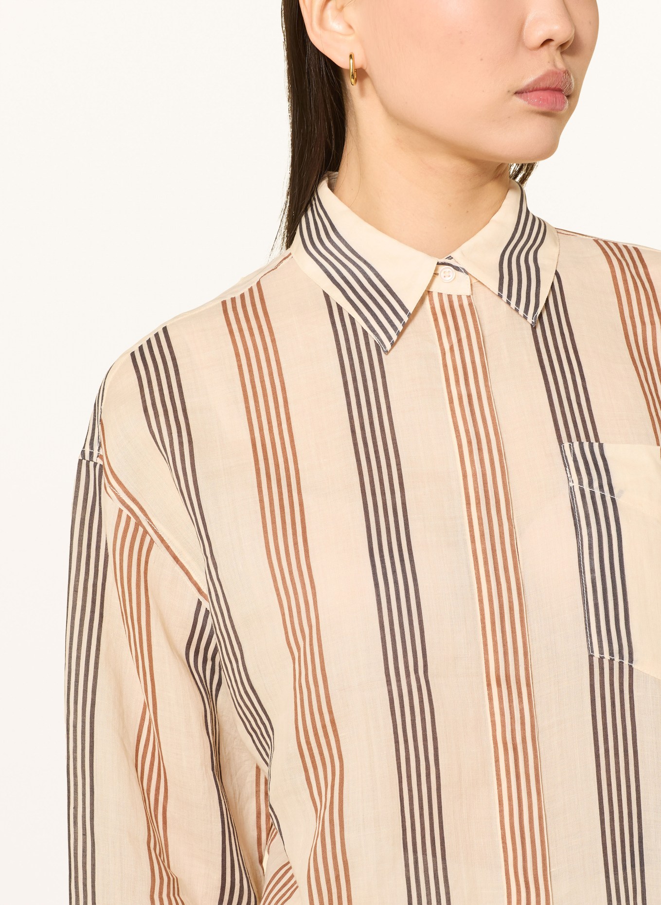 Marc O'Polo Hemdbluse: BEIGE / BRAUN / SCHWARZ